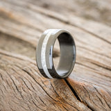 "NIRVANA" - CENTERED GRANITE WEDDING BAND - BLACK ZIRCONIUM - SIZE 8 1/2-1