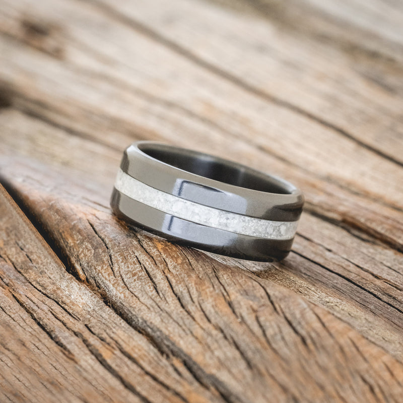 "NIRVANA" - CENTERED INLAY WEDDING BAND-Staghead Designs