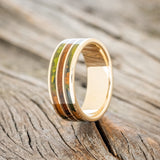 "RIO" - MOSSY PATINA COPPER & IRONWOOD WEDDING BAND-1