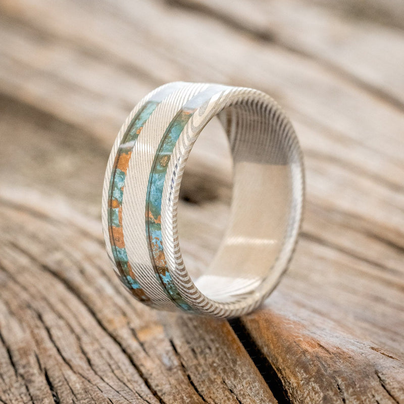 "RYDER" - PATINA COPPER INLAY WEDDING RING