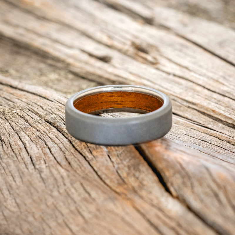 IRONWOOD CHANNEL LINED RING WITH SANDBLASTED FINISH-12