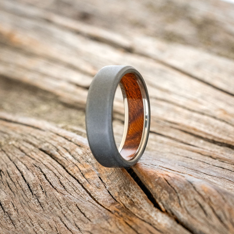 IRONWOOD CHANNEL LINED RING WITH SANDBLASTED FINISH-10