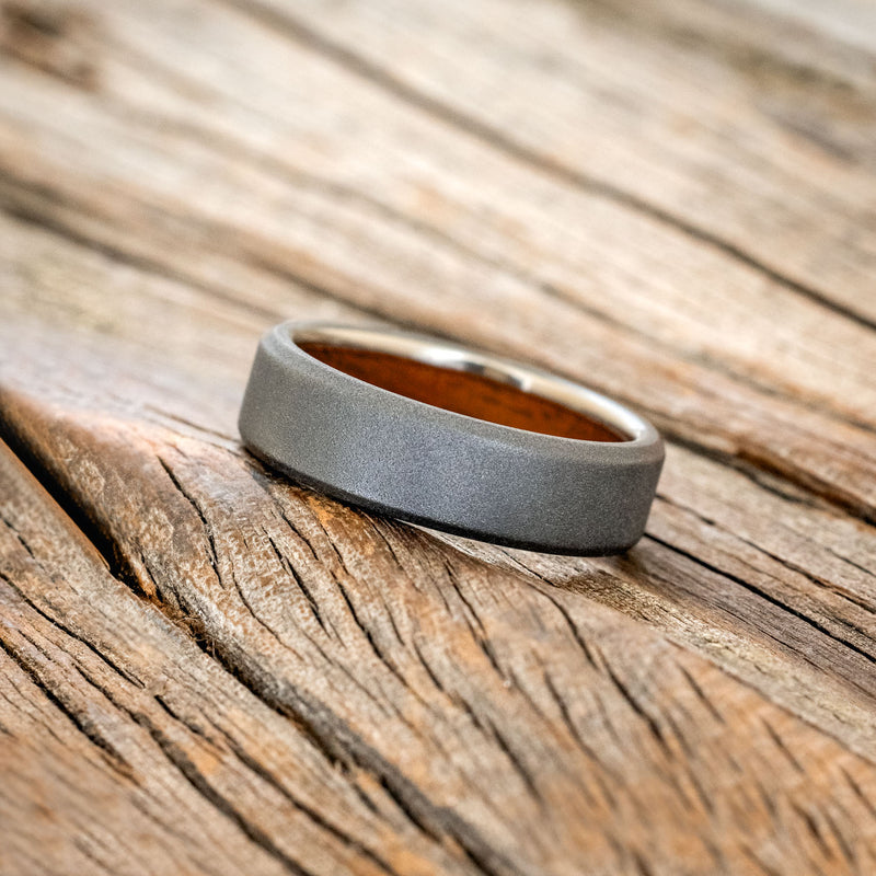 IRONWOOD CHANNEL LINED RING WITH SANDBLASTED FINISH-8