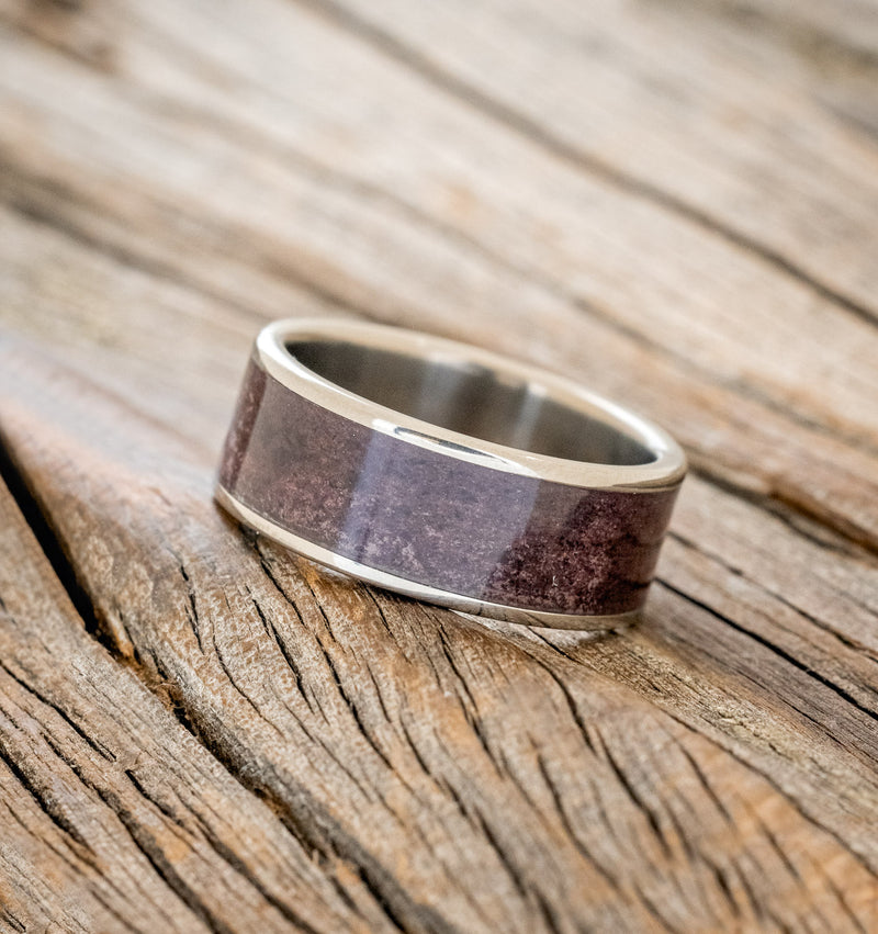 "RAINIER" - PURPURITE INLAY WEDDING RING - TITANIUM - SIZE 8-2