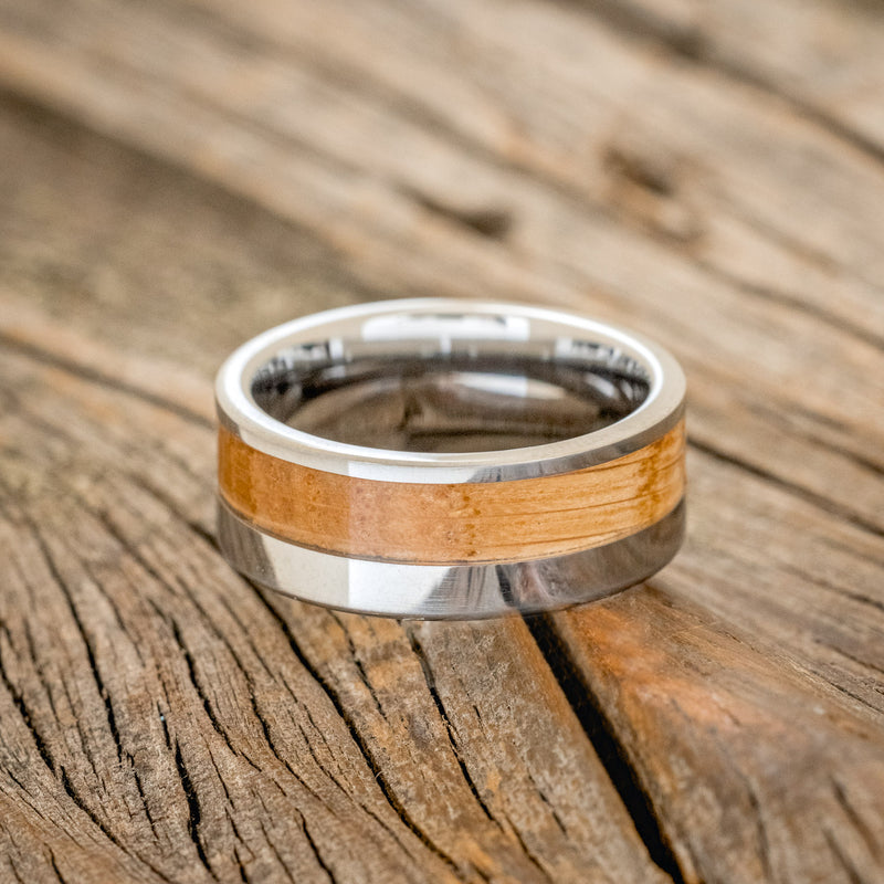 "TANNER" - WHISKEY BARREL OAK WEDDING BAND - TUNGSTEN - SIZE 8 1/4-2