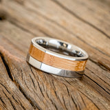 "TANNER" - WHISKEY BARREL OAK WEDDING BAND - TUNGSTEN - SIZE 8 1/4-3