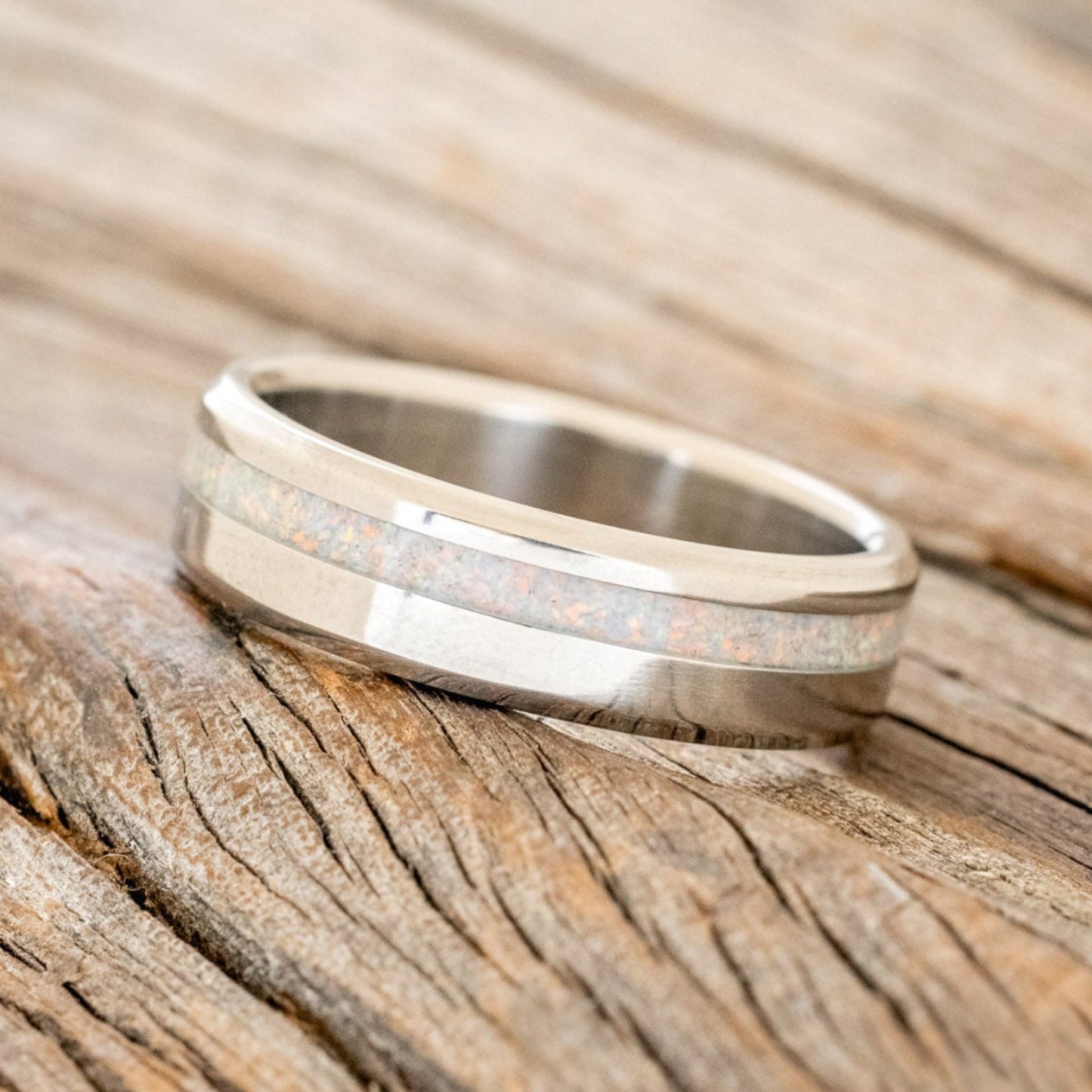 "VERTIGO" - FIRE & ICE OPAL WEDDING BAND-2