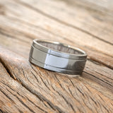 "SEDONA" - ANTLER LINED WEDDING RING - BLACK ZIRCONIUM - SIZE 9-3