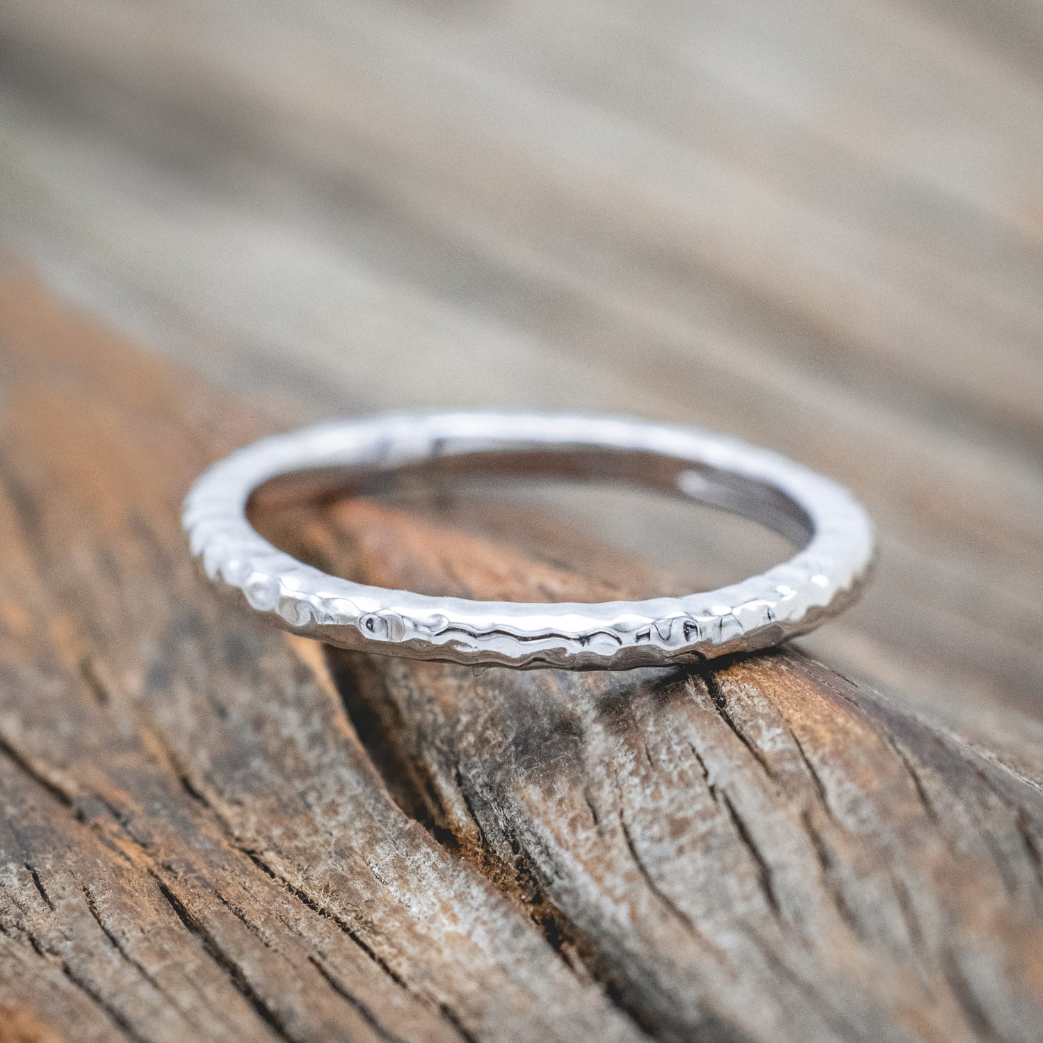 DAINTY GOLD STACKING RING WITH HAMMERED FINISH-Staghead Designs