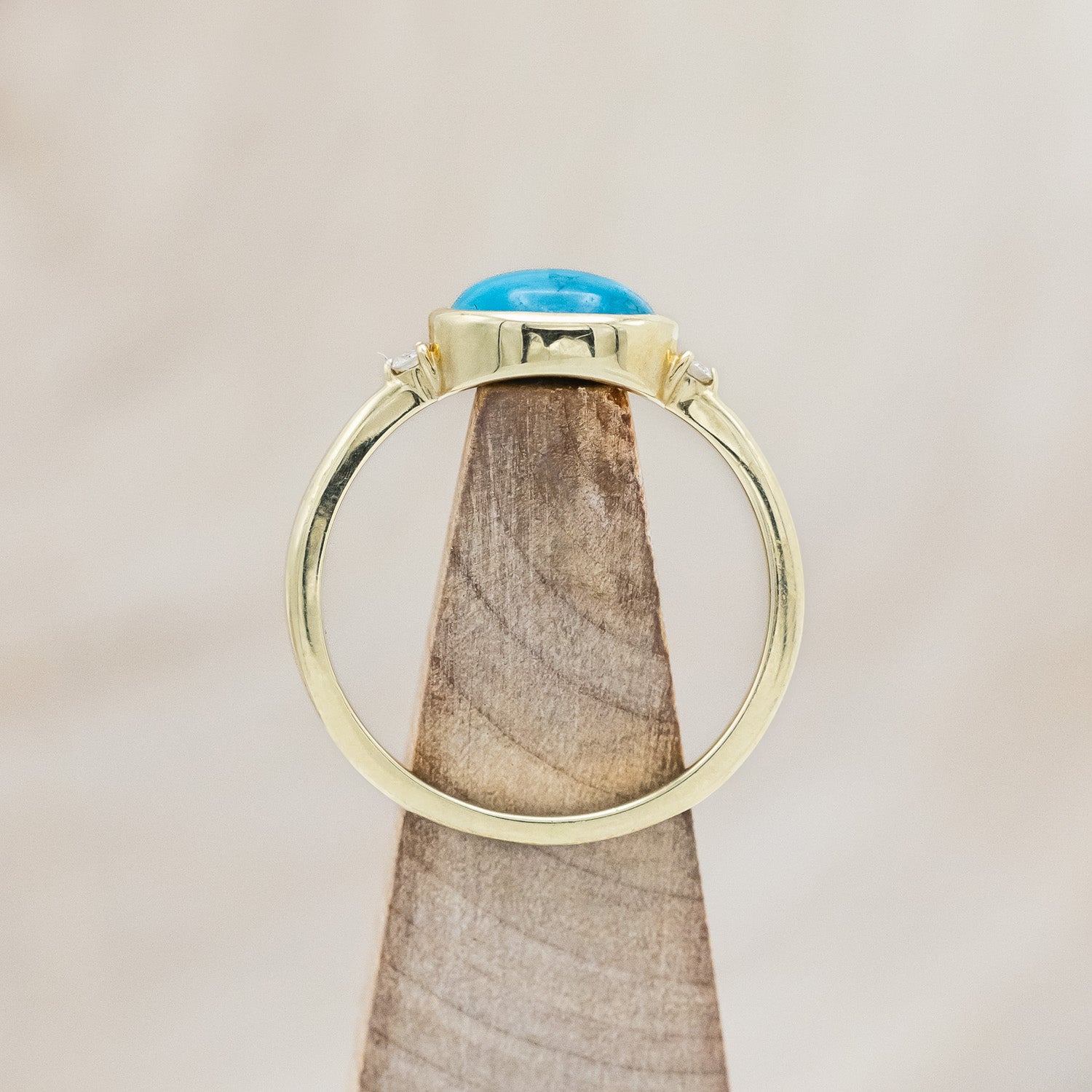 "SASI" - OVAL CABOCHON TURQUOISE ENGAGEMENT RING WITH DIAMOND ACCENTS-Staghead Designs