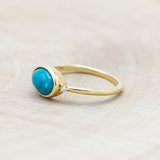 "SASI" - OVAL CABOCHON TURQUOISE ENGAGEMENT RING WITH DIAMOND ACCENTS-Staghead Designs