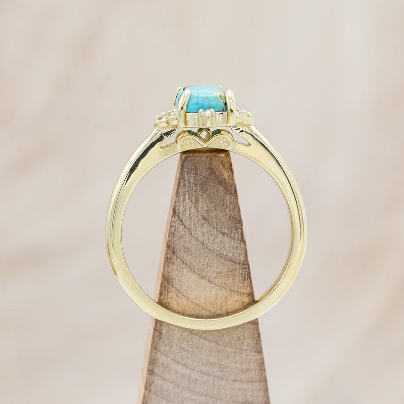 "ZELLA" - EMERALD CUT TURQUOISE ENGAGEMENT RING WITH DIAMOND ACCENTS-Staghead Designs