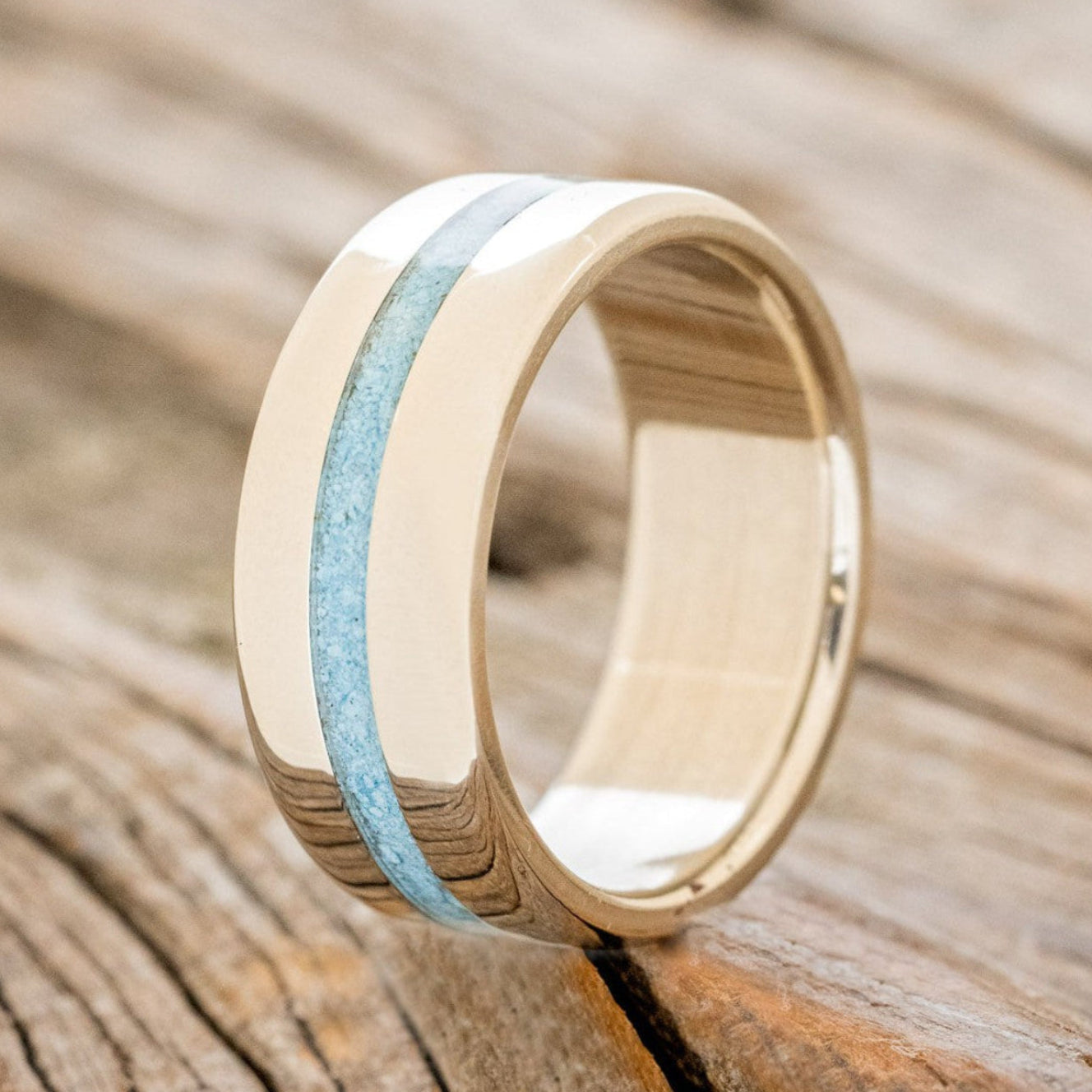 "NIRVANA" - CENTERED INLAY WEDDING BAND-Staghead Designs