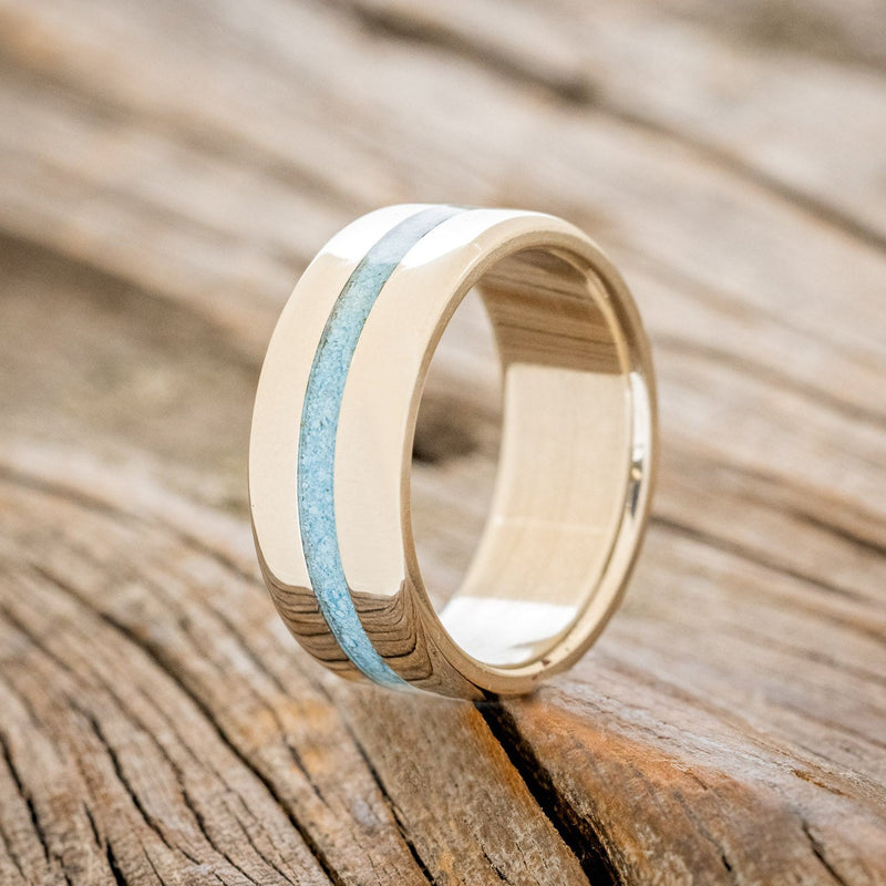 "NIRVANA" - CENTERED INLAY WEDDING BAND-Staghead Designs