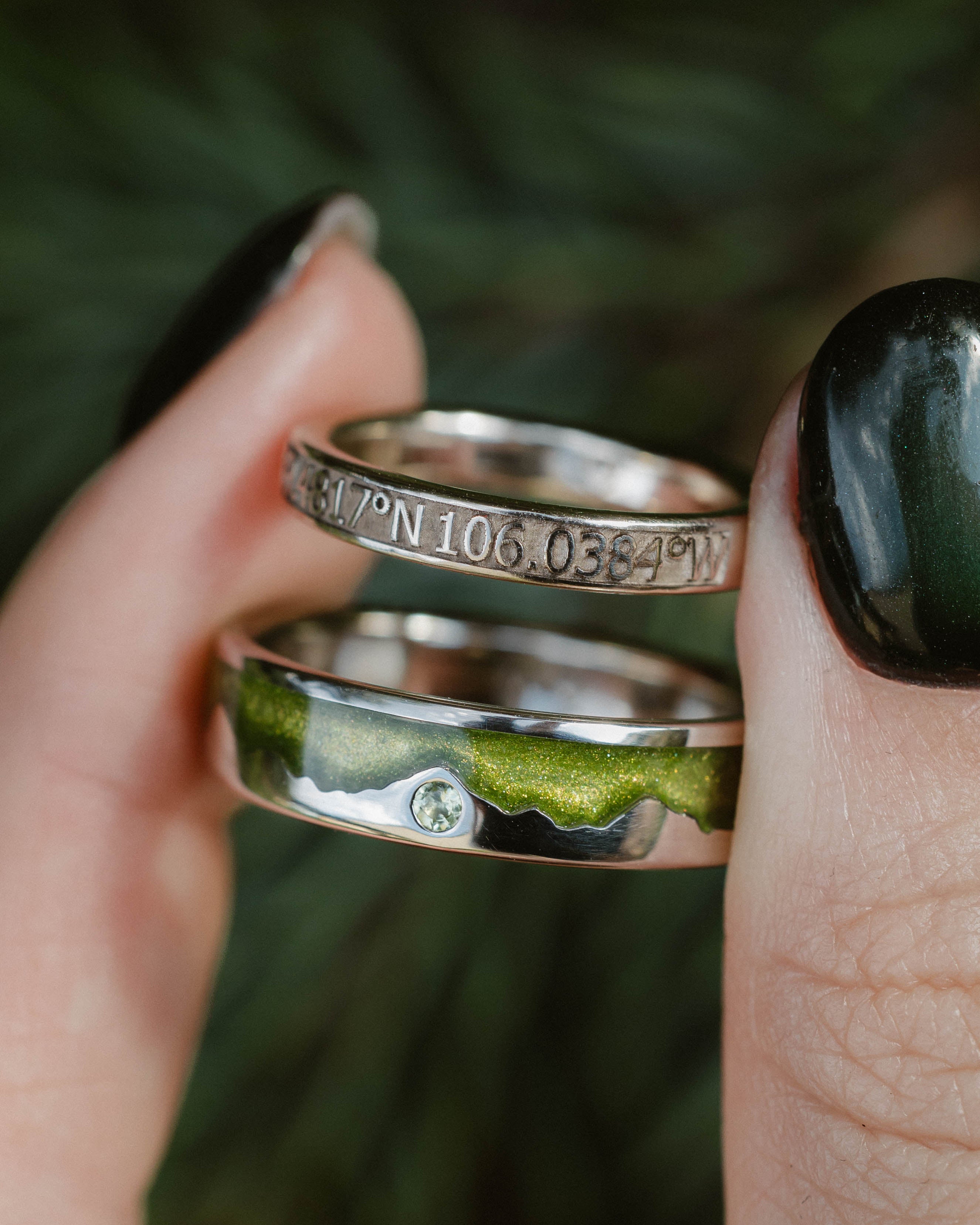 "PATH FINDER" - CUSTOM EMBOSSED COORDINATES STACKING BAND-Staghead Designs