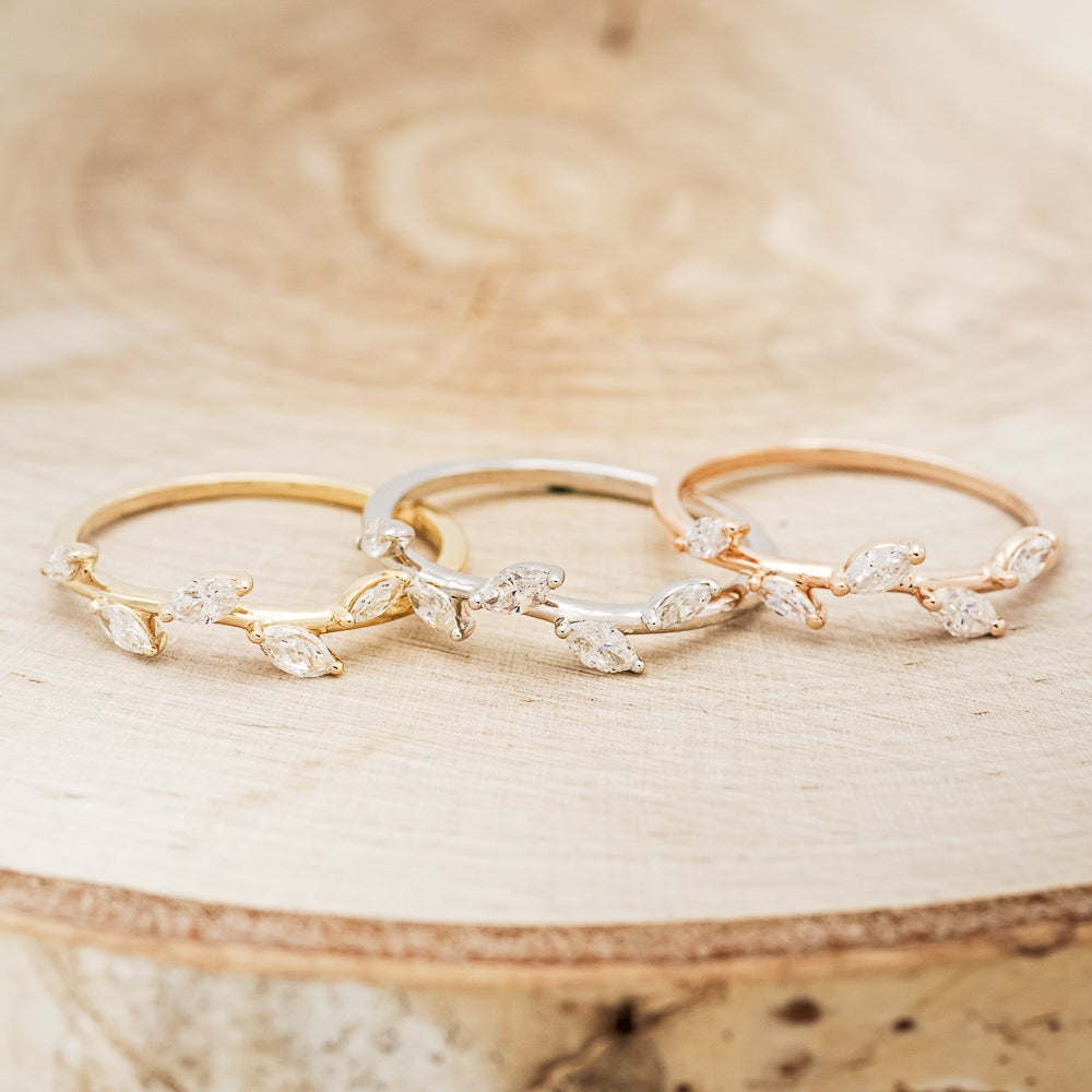 "IDHAL" - MARQUISE DIAMOND LEAF RING WITH 14K GOLD-1