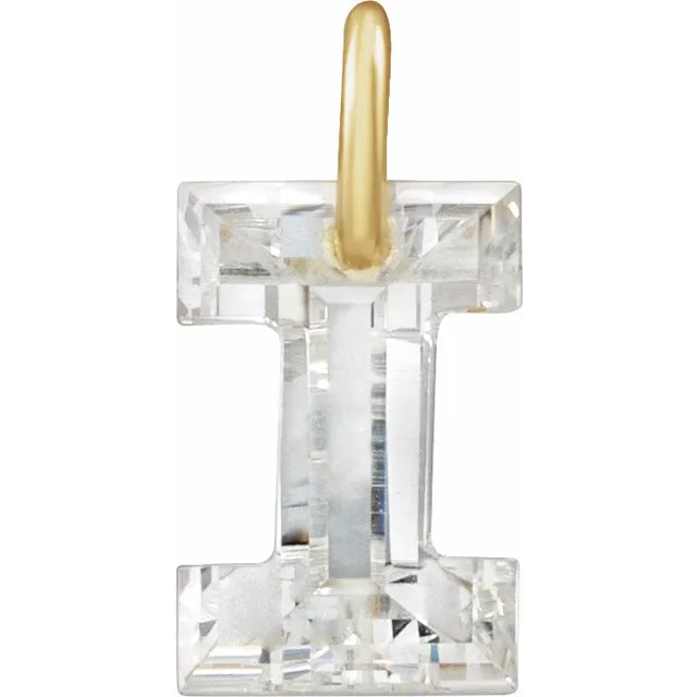 Diamond pendant shaped like the letter 'I' on a white background