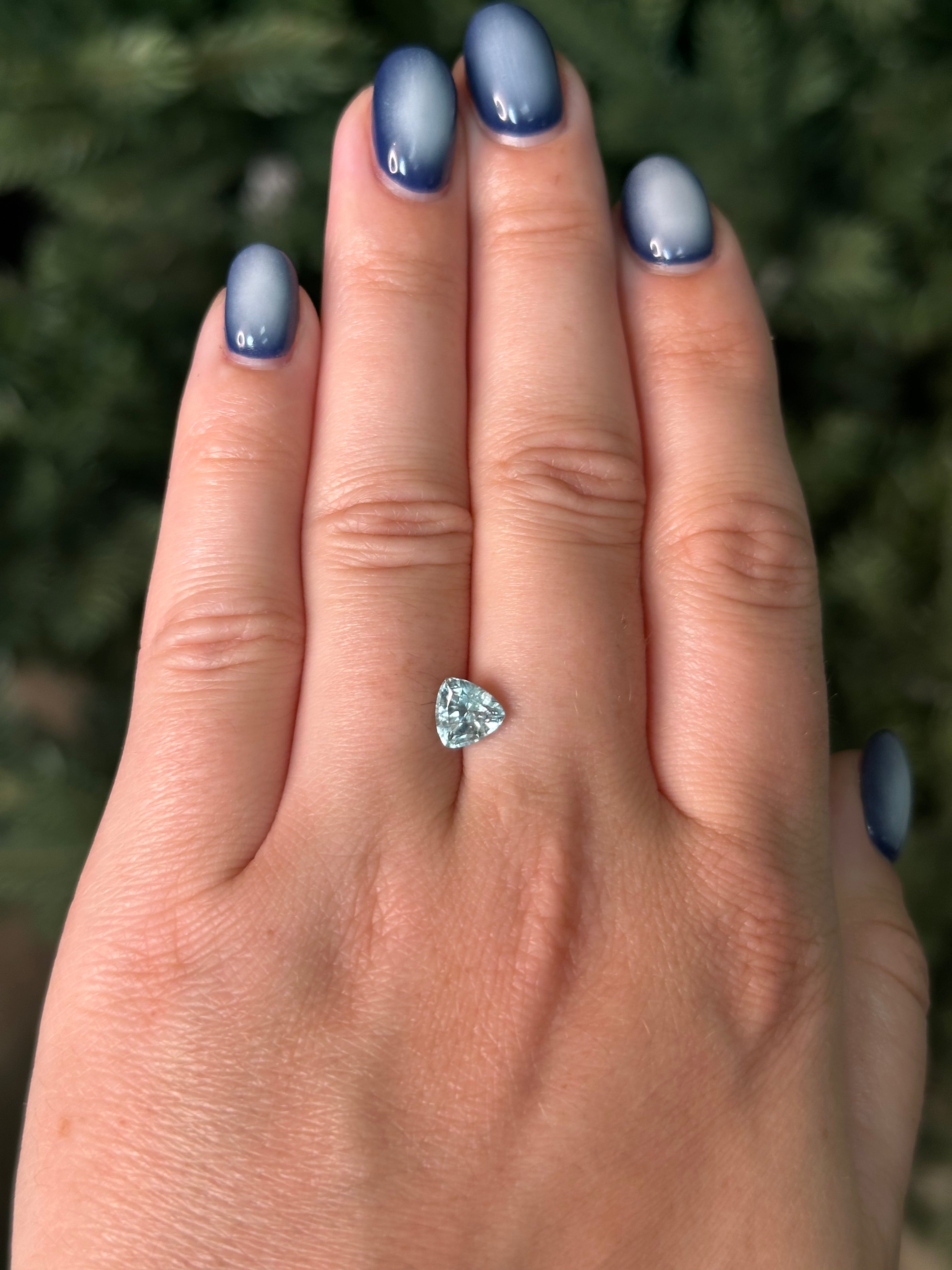 1.61ct 6.86x6.82x4.68mm TRILLION CUT NATURAL MONTANA SAPPHIRE-Staghead Designs