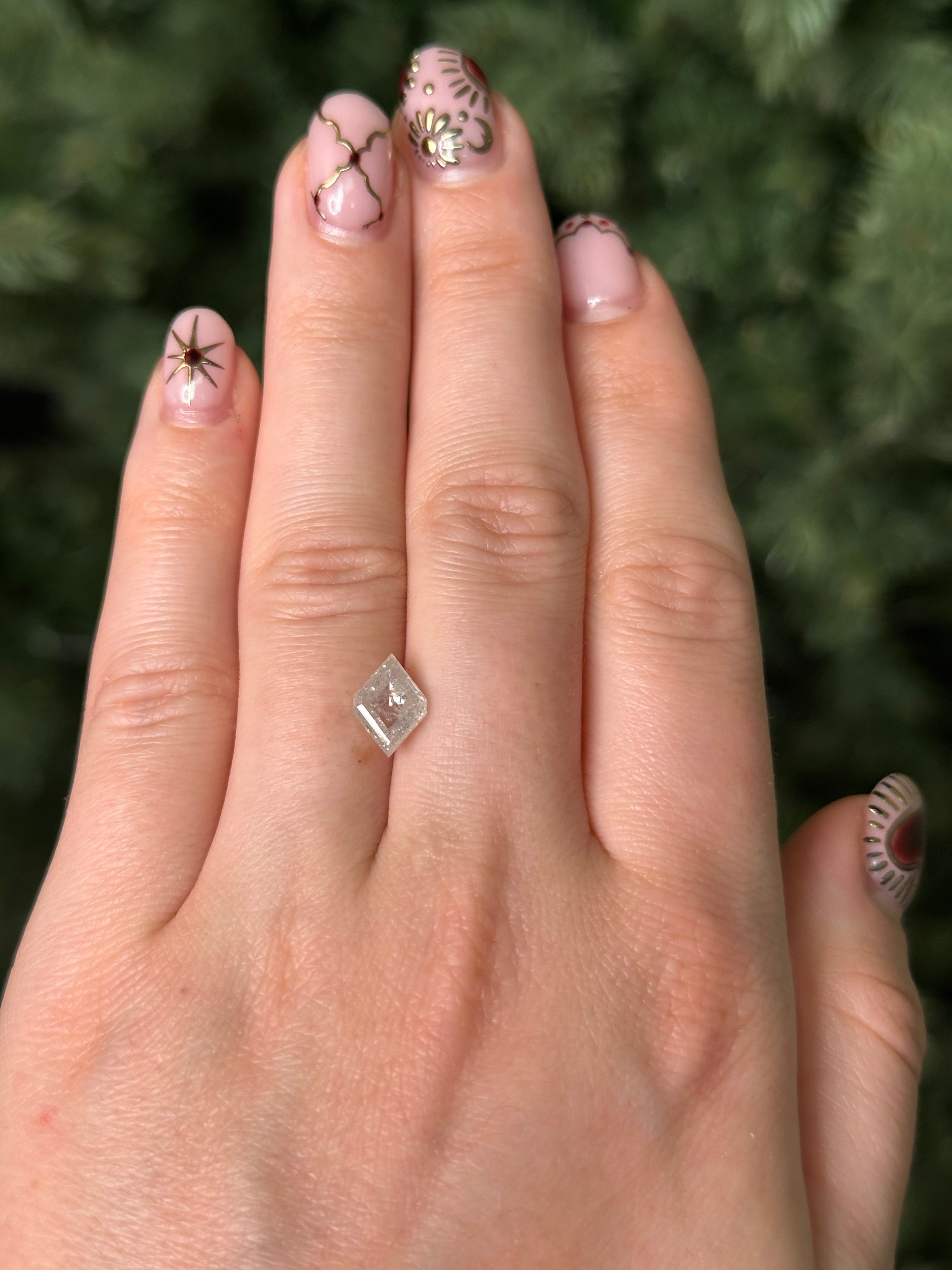 1.82ct 10.21x7.14x3.60mm HEXAGON DOUBLE CUT SALT & PEPPER DIAMOND-Staghead Designs