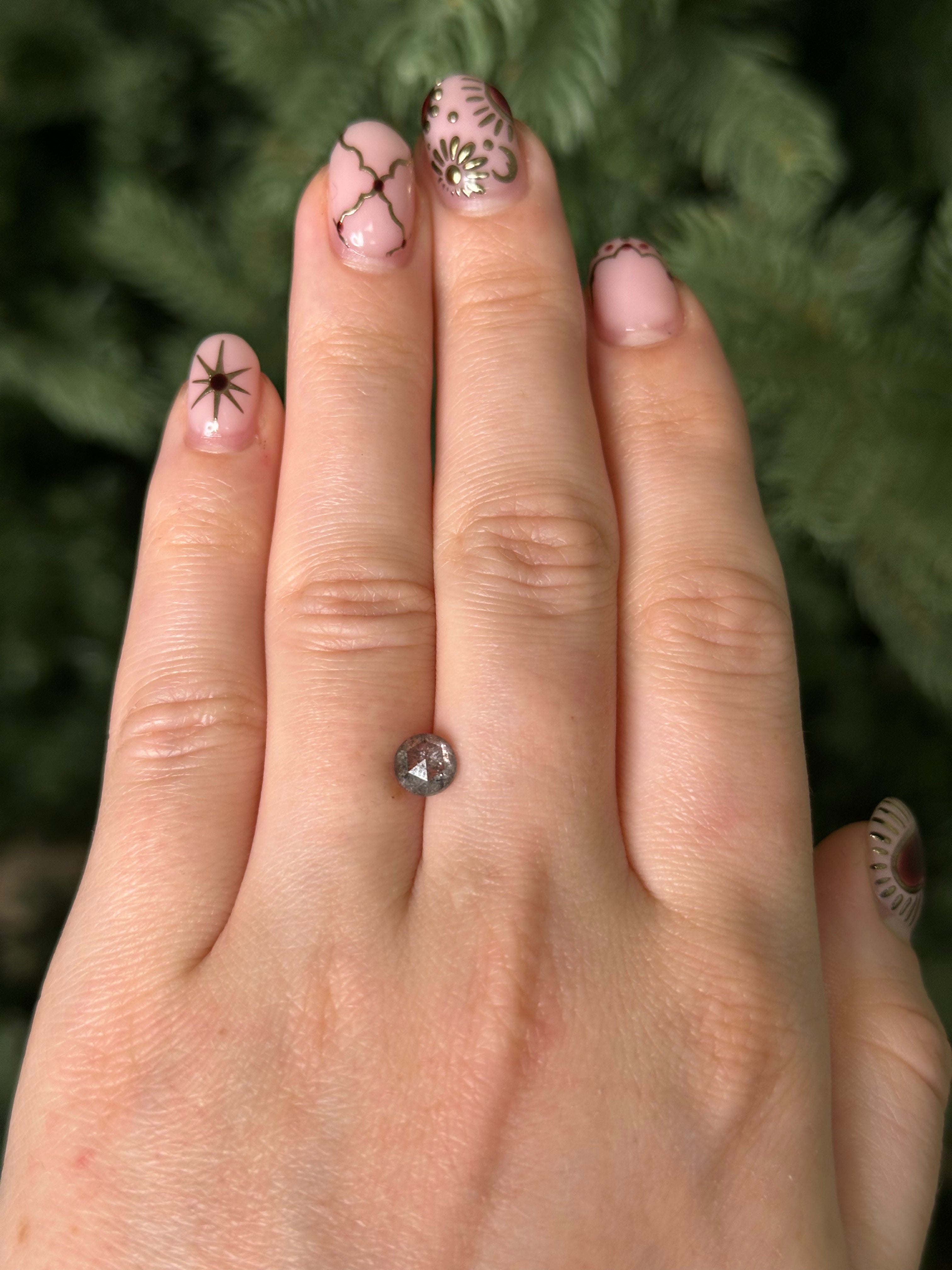 1ct 6.13x6.08x3.09mm ROUND DOUBLE CUT SALT & PEPPER DIAMOND-Staghead Designs