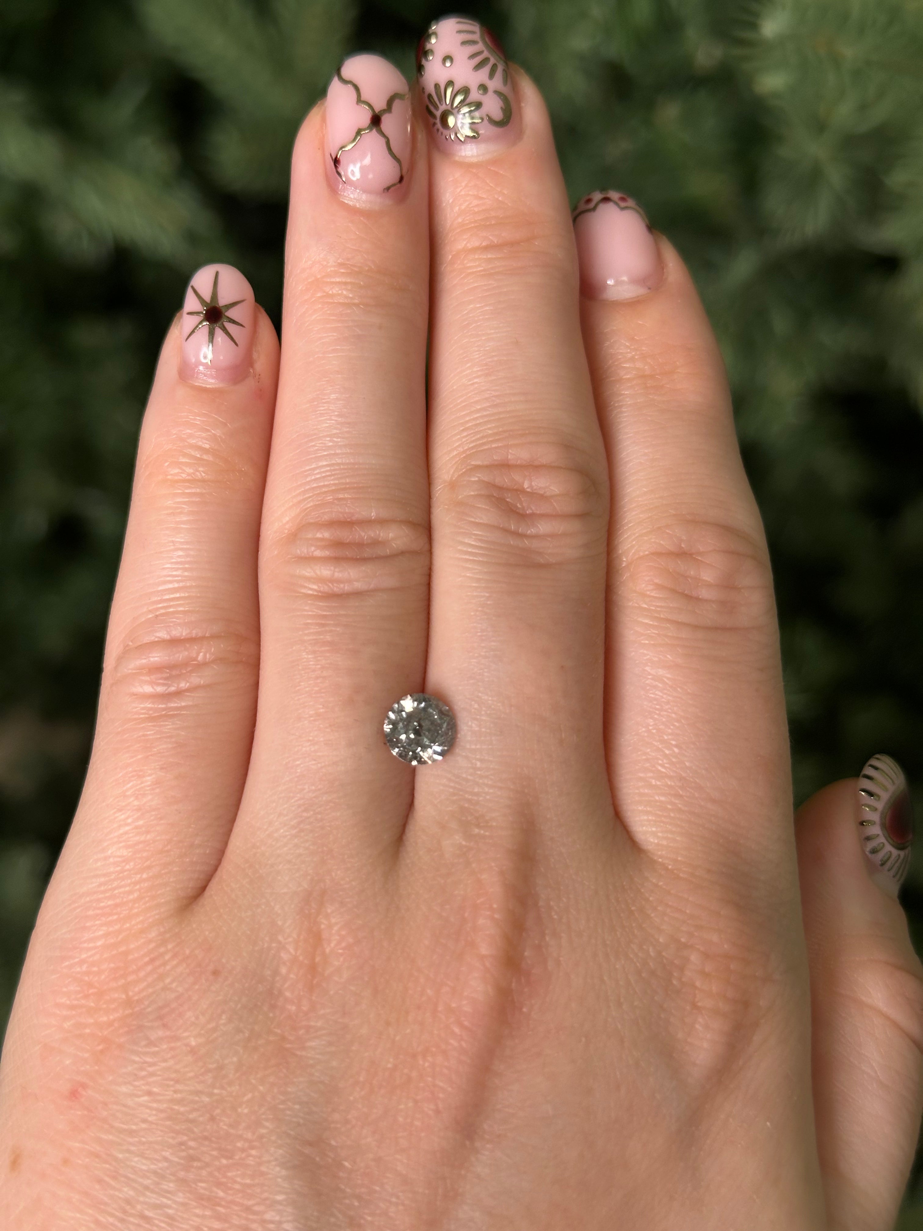 1.5ct 6.88x4.78x4.68mm ROUND BRILLIANT CUT SALT & PEPPER DIAMOND-Staghead Designs