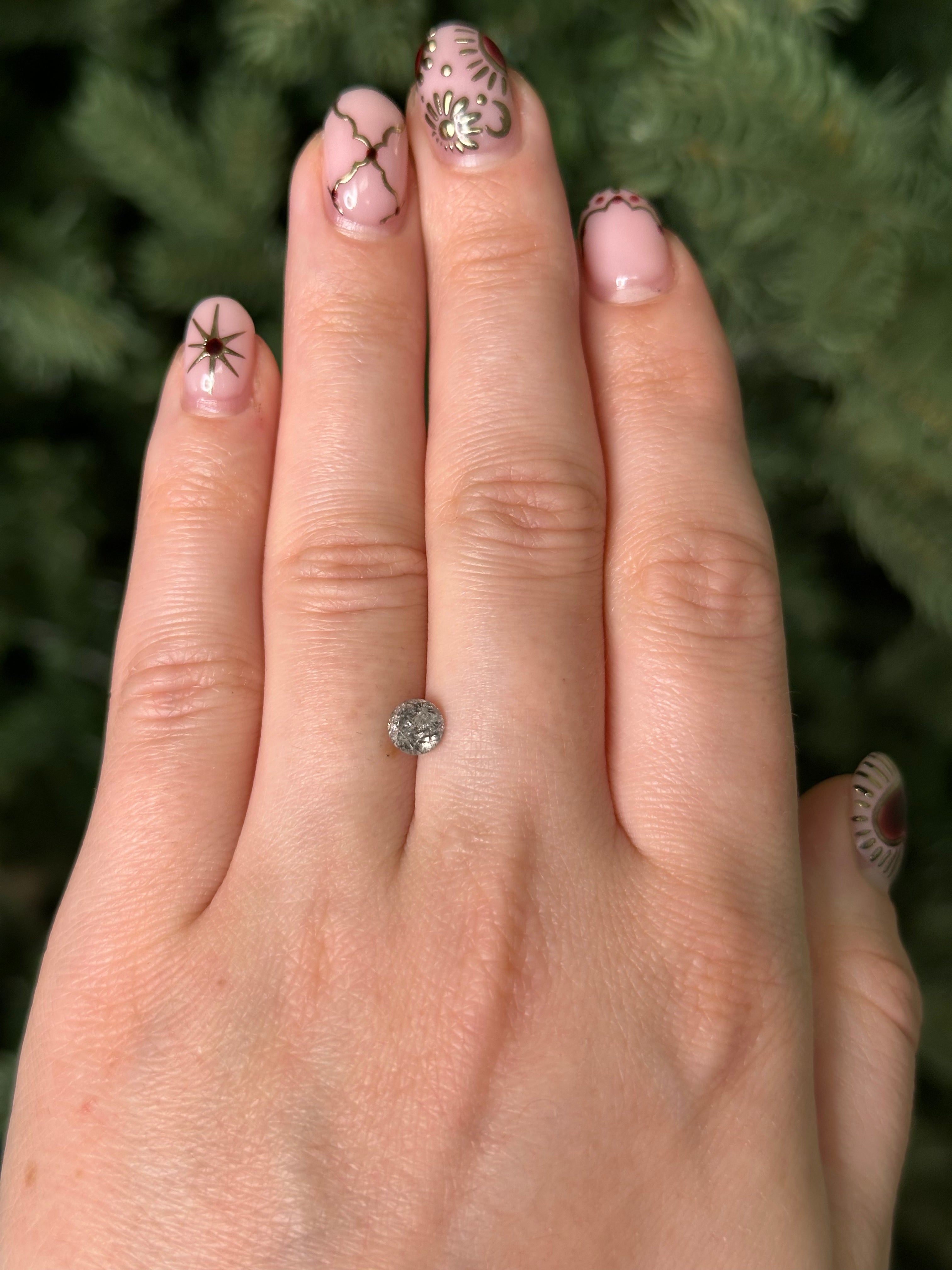 0.8ct 5.58x5.56x3.91mm ROUND BRILLIANT CUT SALT & PEPPER DIAMOND-Staghead Designs