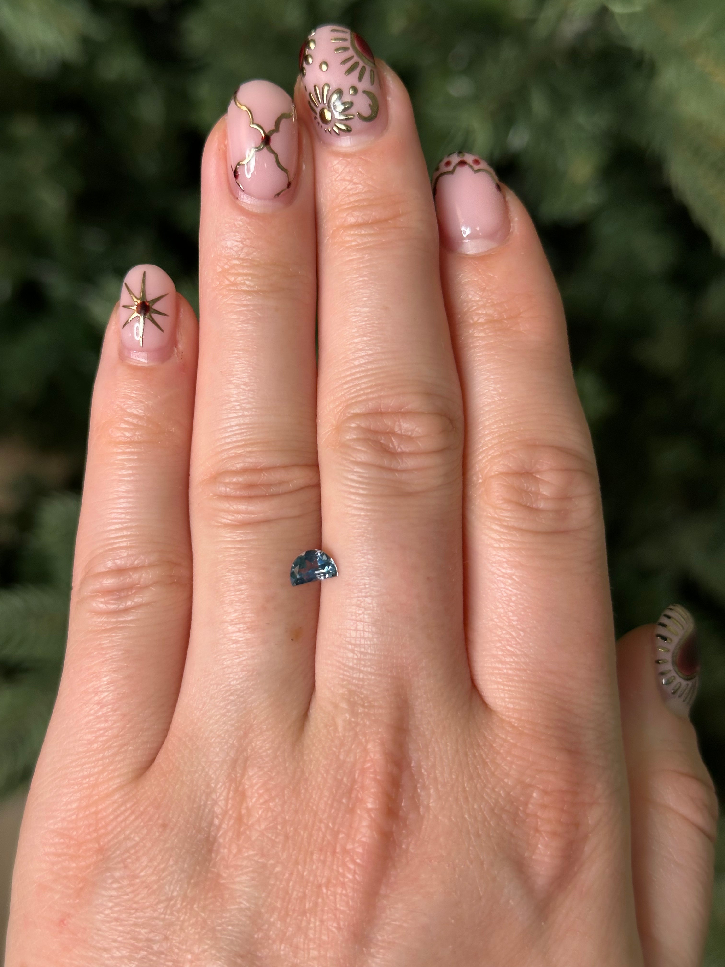 0.57ct 6x4mm HALF MOON LIGHT BLUE MONTANA SAPPHIRE-Staghead Designs