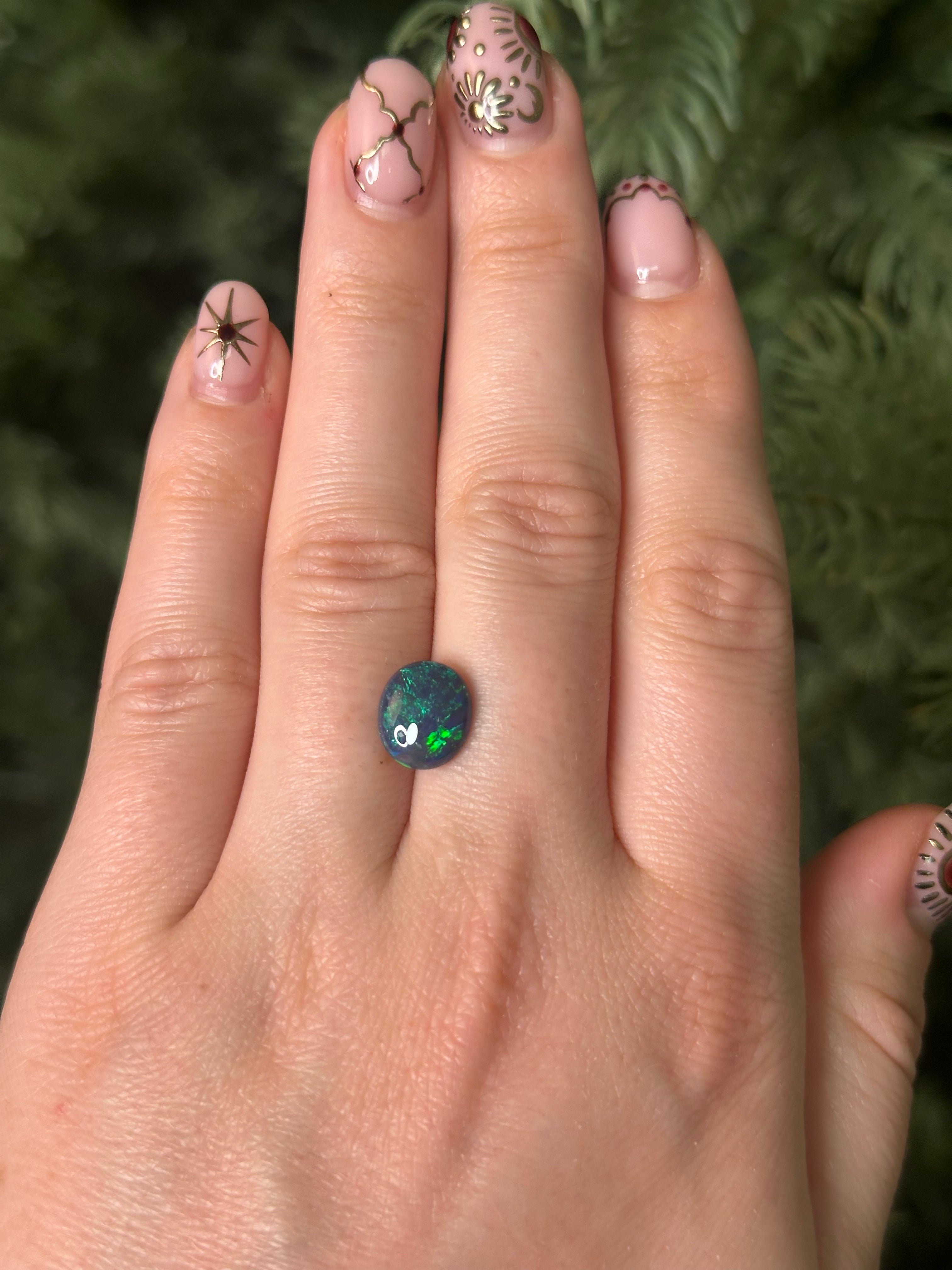 9 x 10.3mm OVAL AUSTRALIAN BLACK OPAL-Staghead Designs