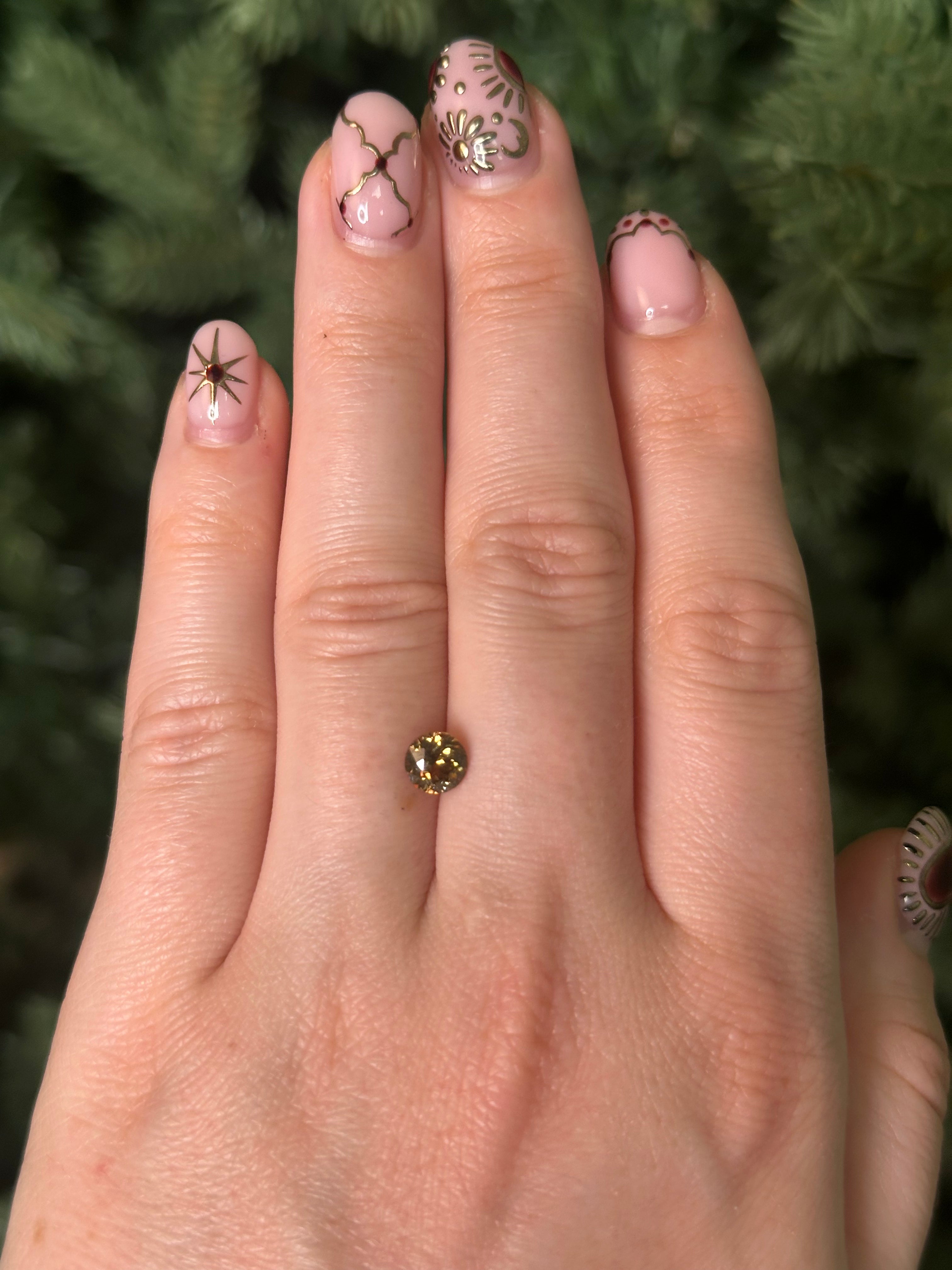 "LENORE" ROUND TOPAZOLITE-Staghead Designs