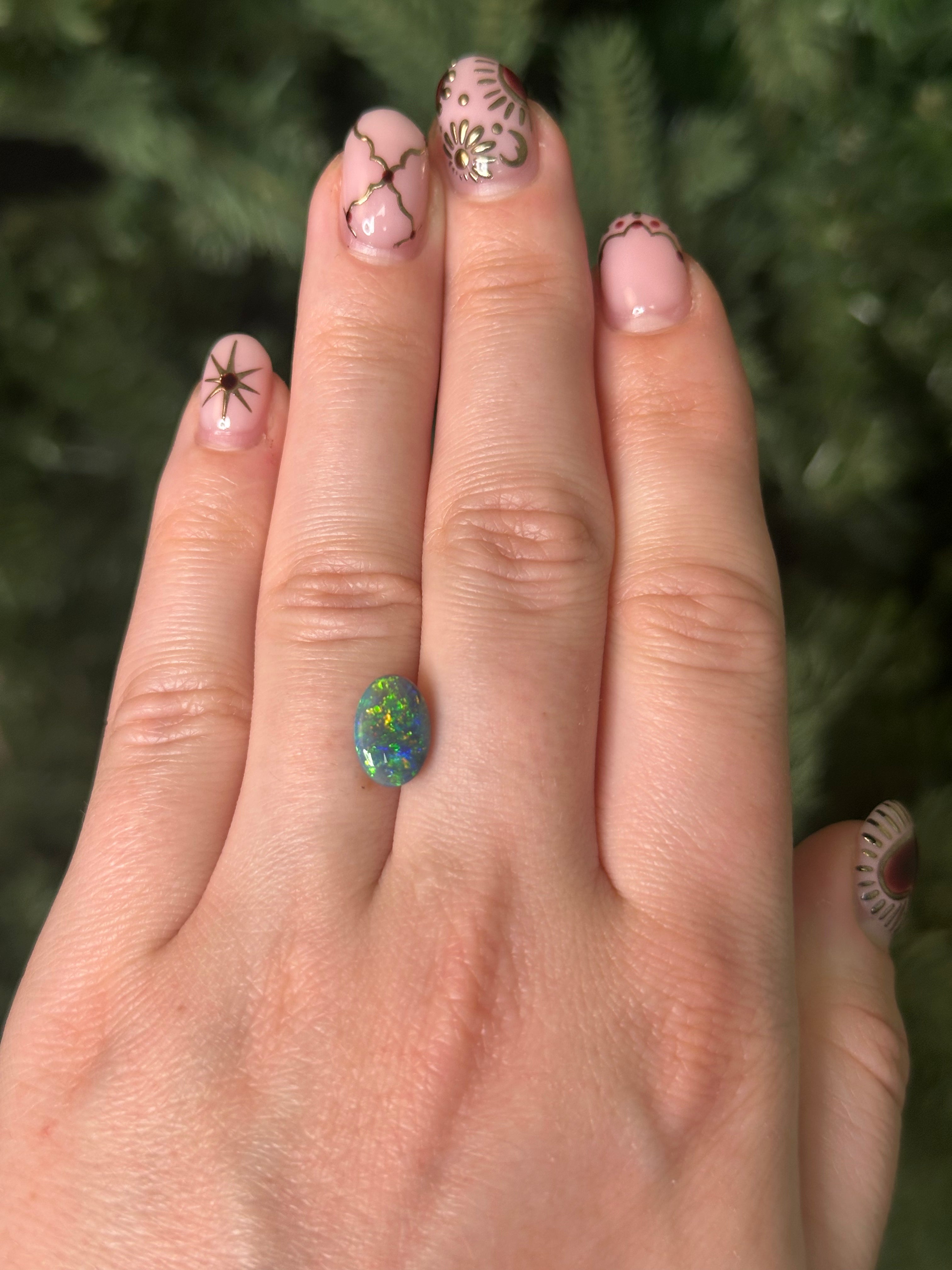 10.67 x 7.34mm OVAL AUSTRALIAN BLACK OPAL-Staghead Designs