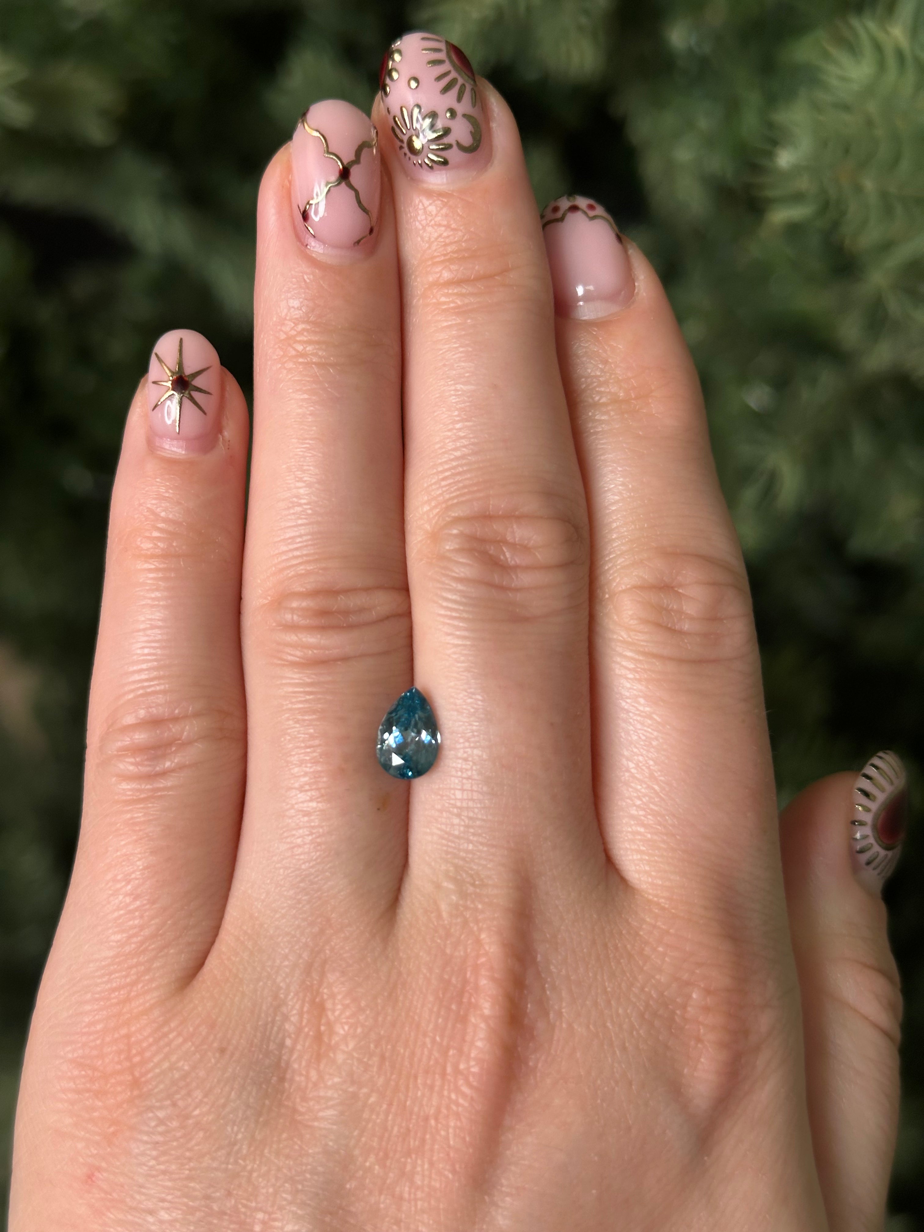 "BOREAS" - PEAR CUT BLUE ZIRCON-Staghead Designs