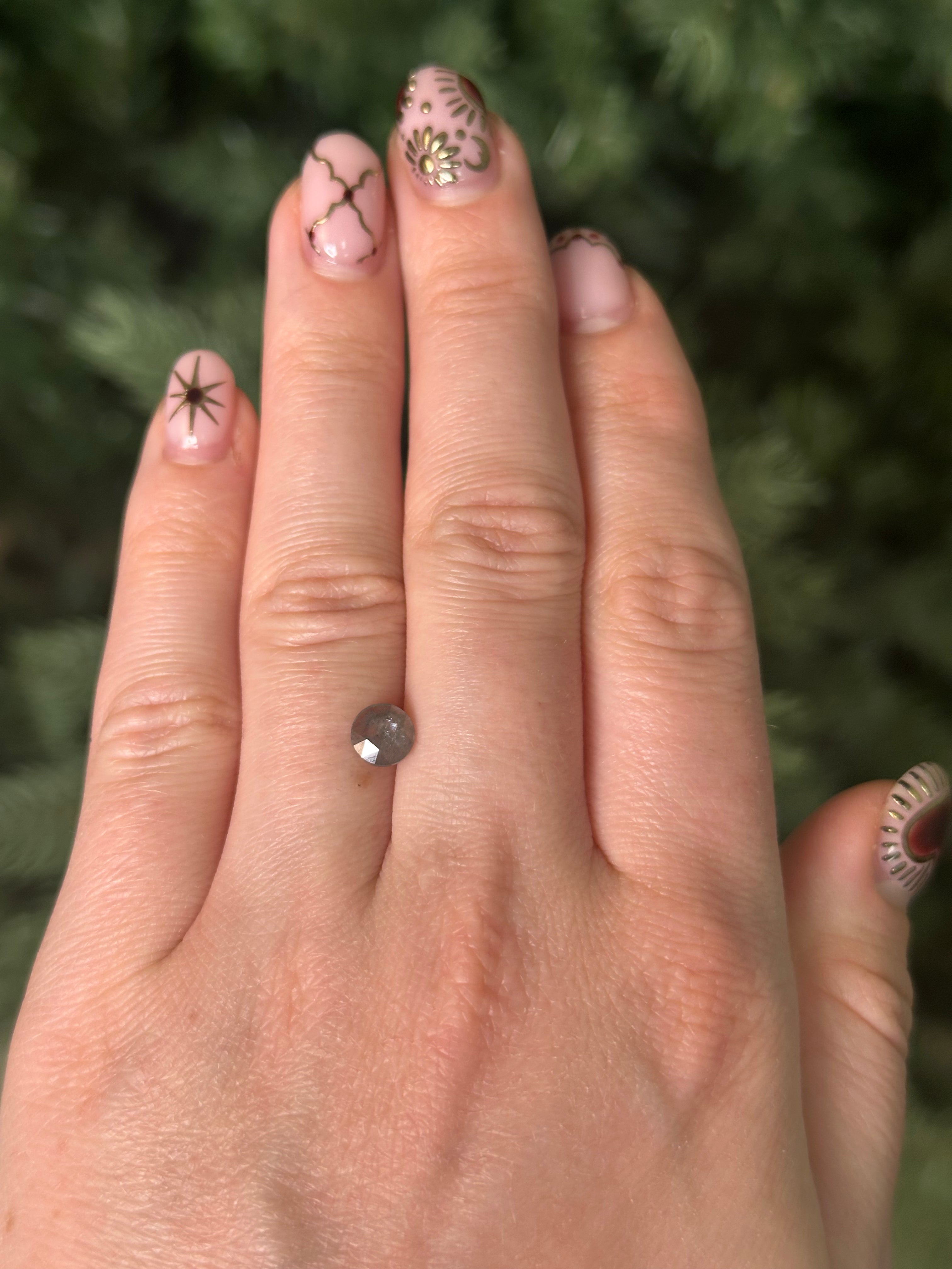 0.86ct 6.3x2.38x2.37mm ROUND DOUBLE CUT SALT & PEPPER DIAMOND-Staghead Designs