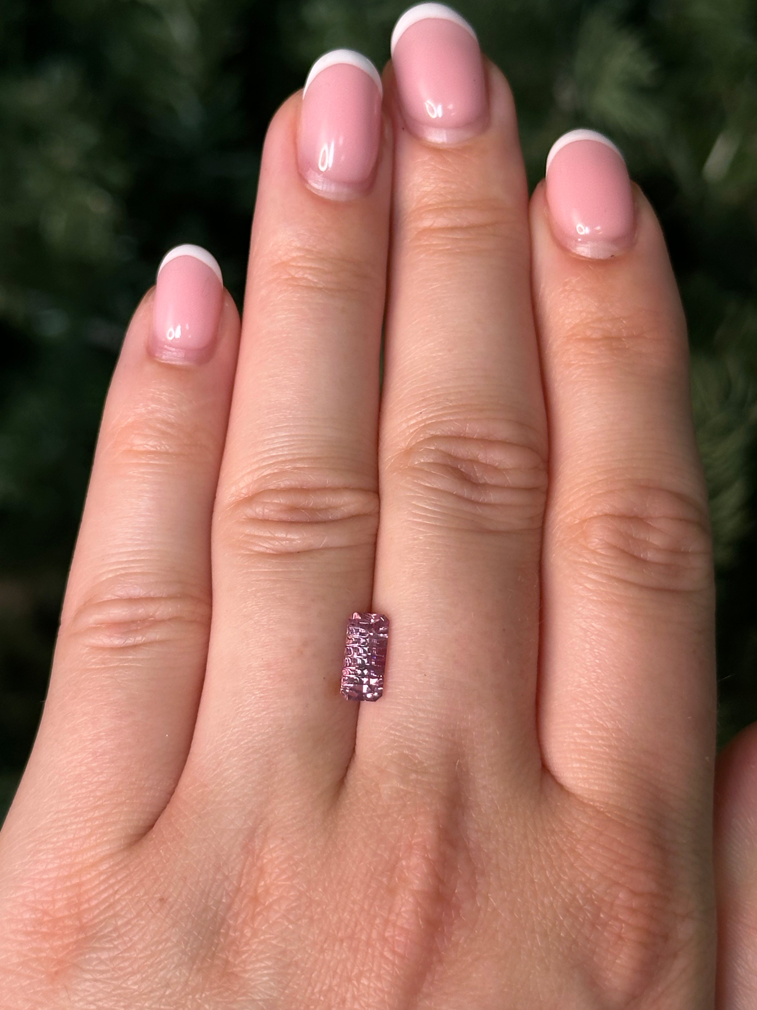 1.35ct 9.3x4.4x3.55mm DEEP CONCAVE RECTANGLE CUT DRAGON MALAYA GARNET-Staghead Designs