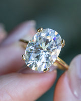 "ADELINE" - OVAL CUT MOISSANITE SOLITAIRE ENGAGEMENT RING- 14K YELLOW GOLD - SIZE 7-Staghead Designs