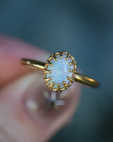 CROWN STYLE OPAL SOLITAIRE ENGAGEMENT RING - 14K YELLOW GOLD - SIZE 7-Staghead Designs