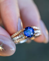 "ROXIE" - LAB-GROWN SAPPHIRE ENGAGEMENT RING WITH DIAMOND ACCENTS ON A TWO TONE GOLD BAND - SIZE 6 3/4-Staghead Designs