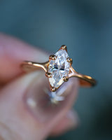 "TULIP" - 1CT MARQUISE MOISSANITE SOLITAIRE ENGAGEMENT RING - 14K ROSE GOLD - SIZE 7 1/2-Staghead Designs