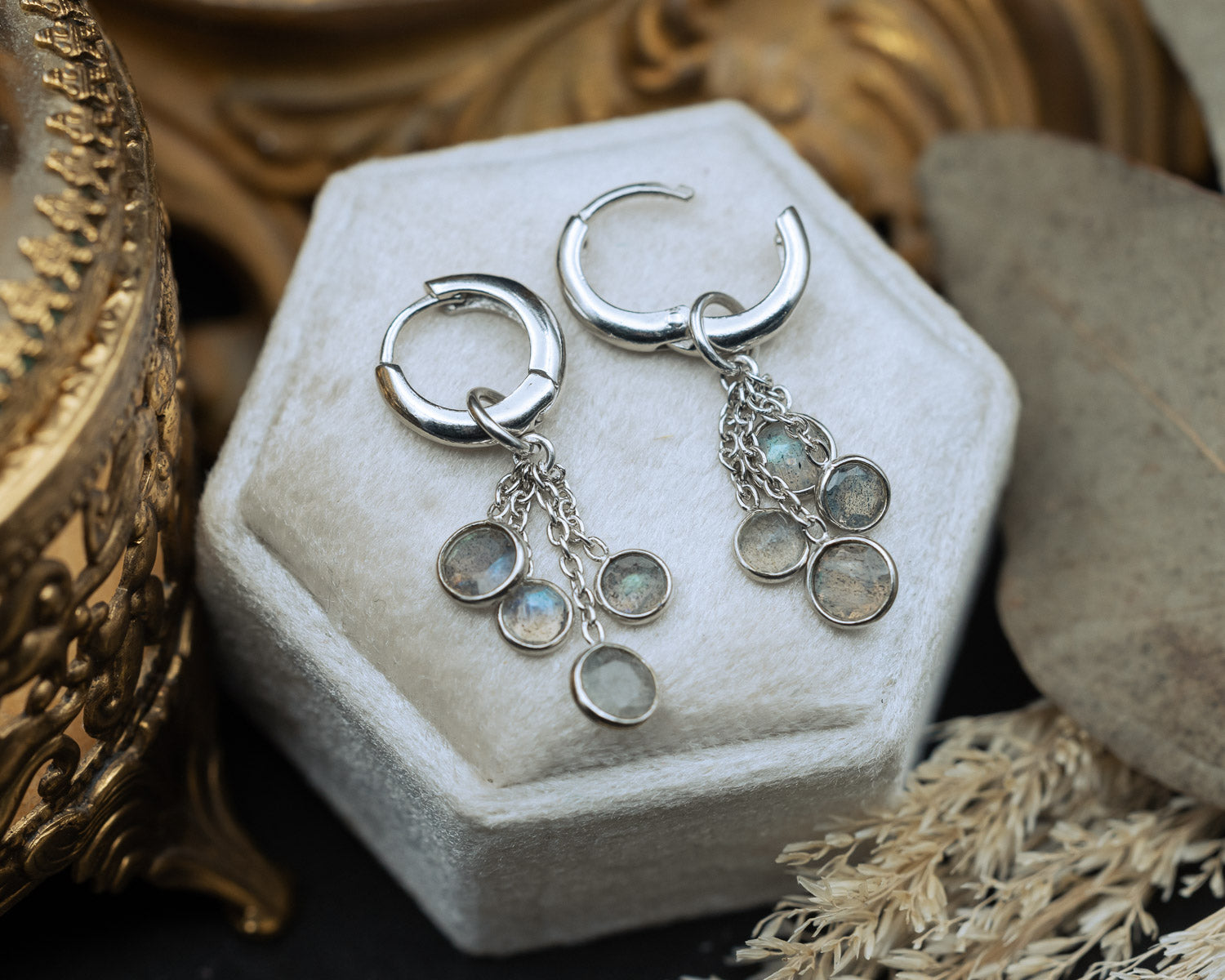 BELLA COLLECTION - BELLA DANGLE EARRINGS WITH LABRADORITE - BY JORGE REVILLA-Staghead Designs