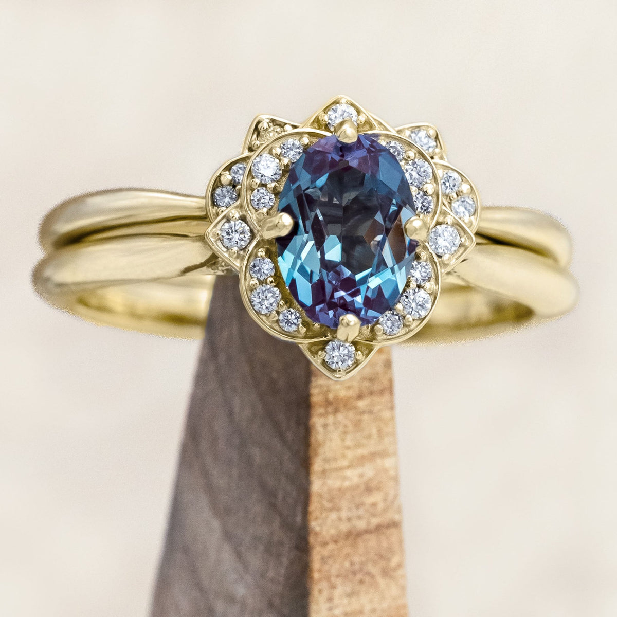 "JANE" - OVAL CUT ENGAGEMENT RING WITH DIAMOND ACCENTS-Staghead Designs