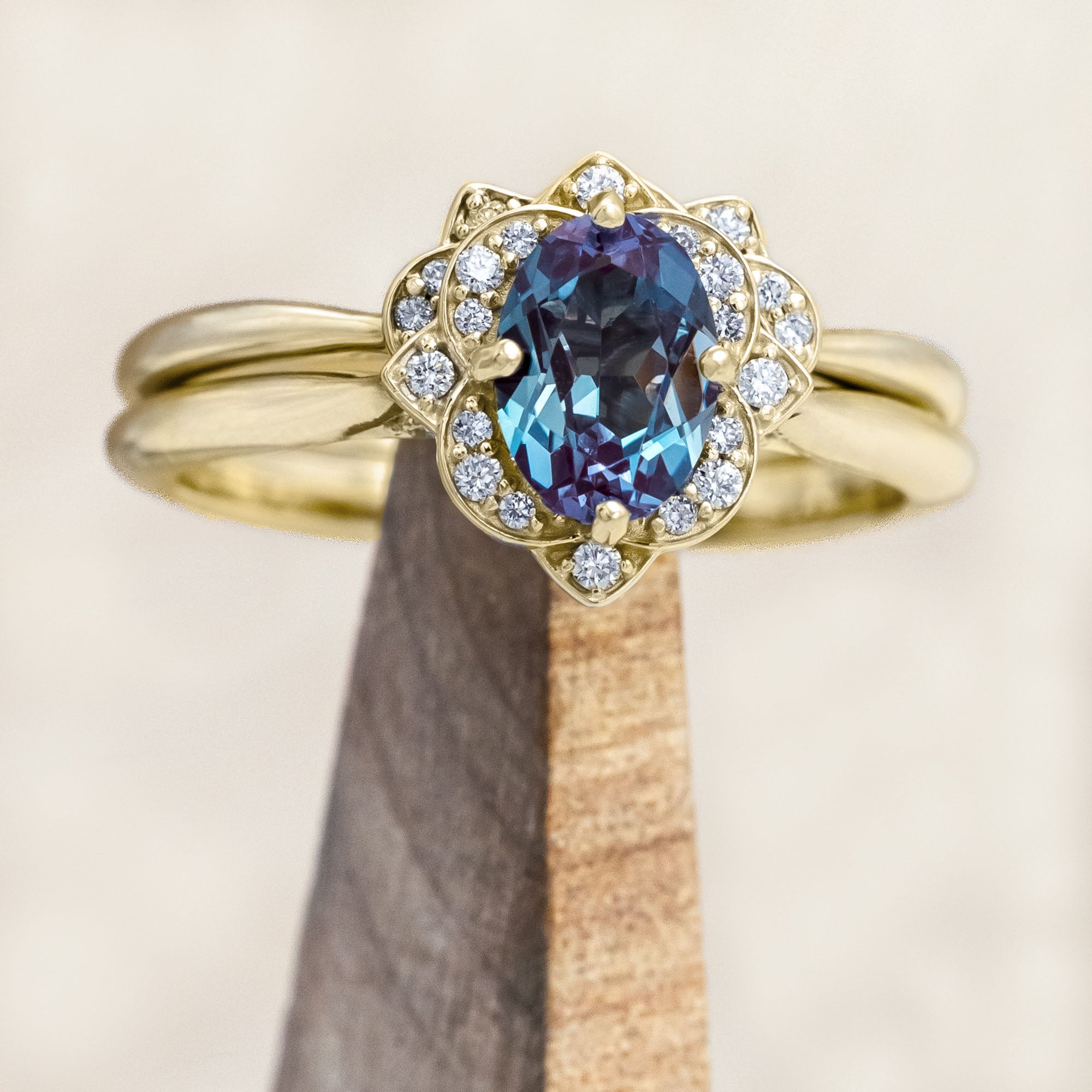 "JANE" - OVAL CUT ENGAGEMENT RING WITH DIAMOND ACCENTS-Staghead Designs