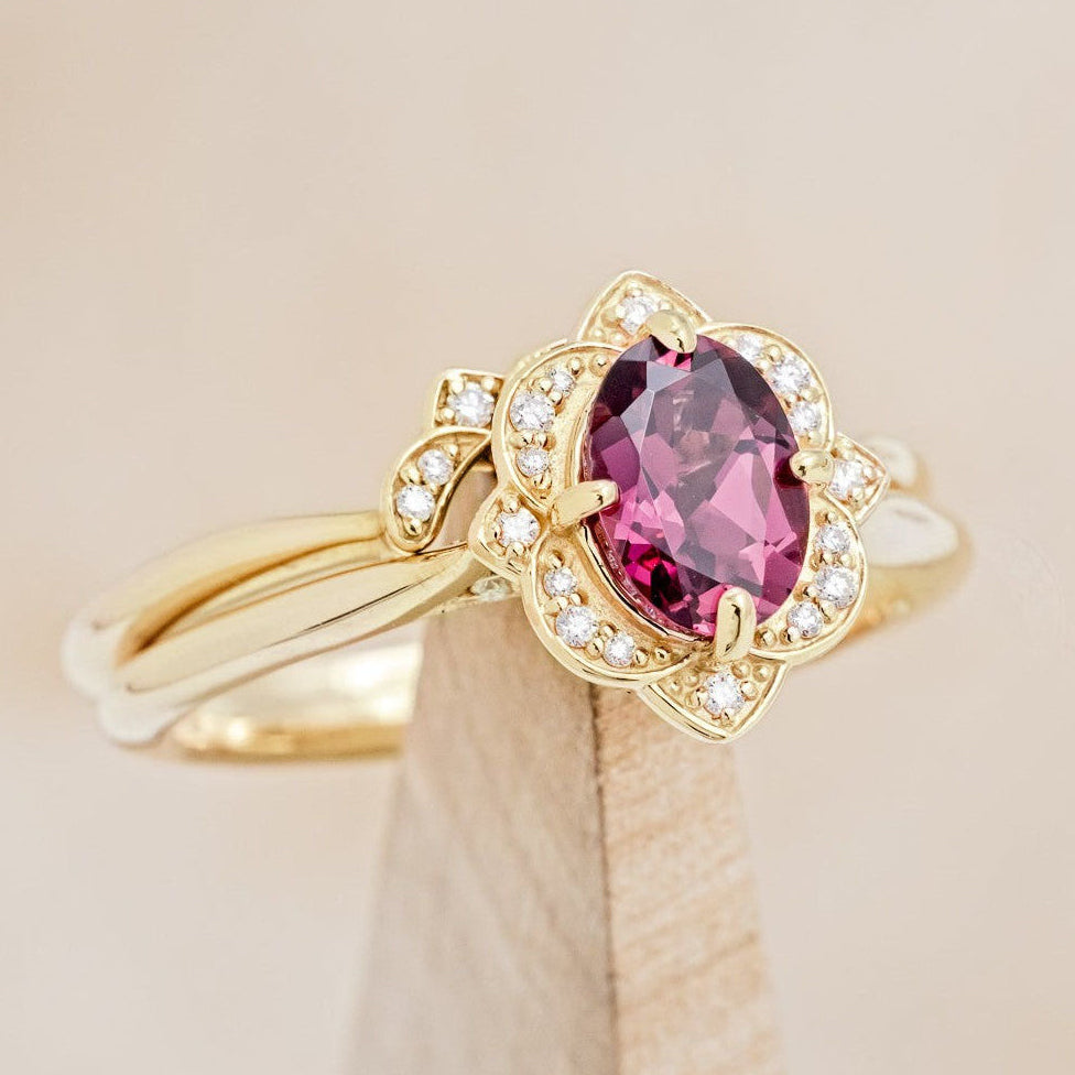 "JANE" - OVAL CUT ENGAGEMENT RING WITH DIAMOND ACCENTS-Staghead Designs