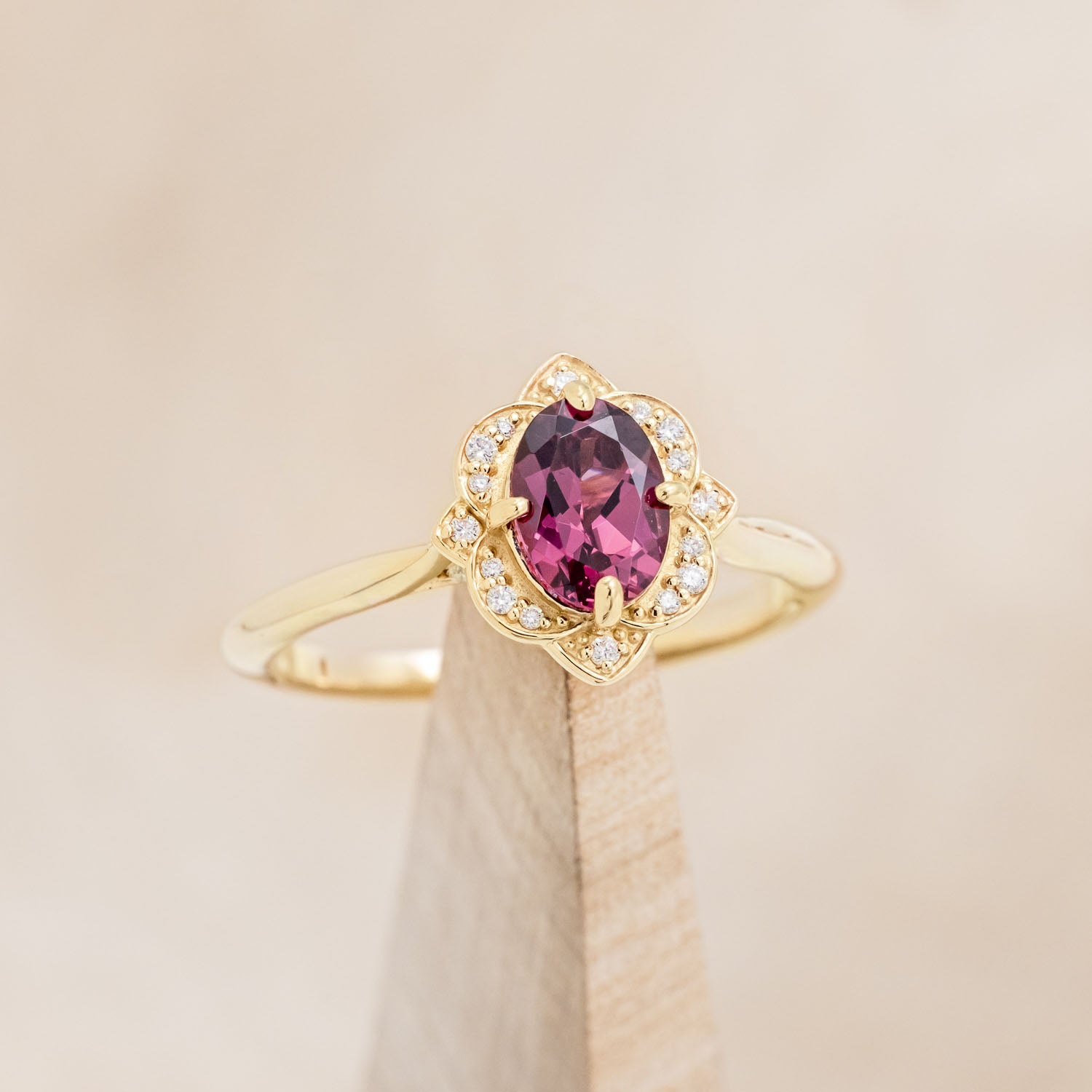 "JANE" - OVAL CUT ENGAGEMENT RING WITH DIAMOND ACCENTS-Staghead Designs