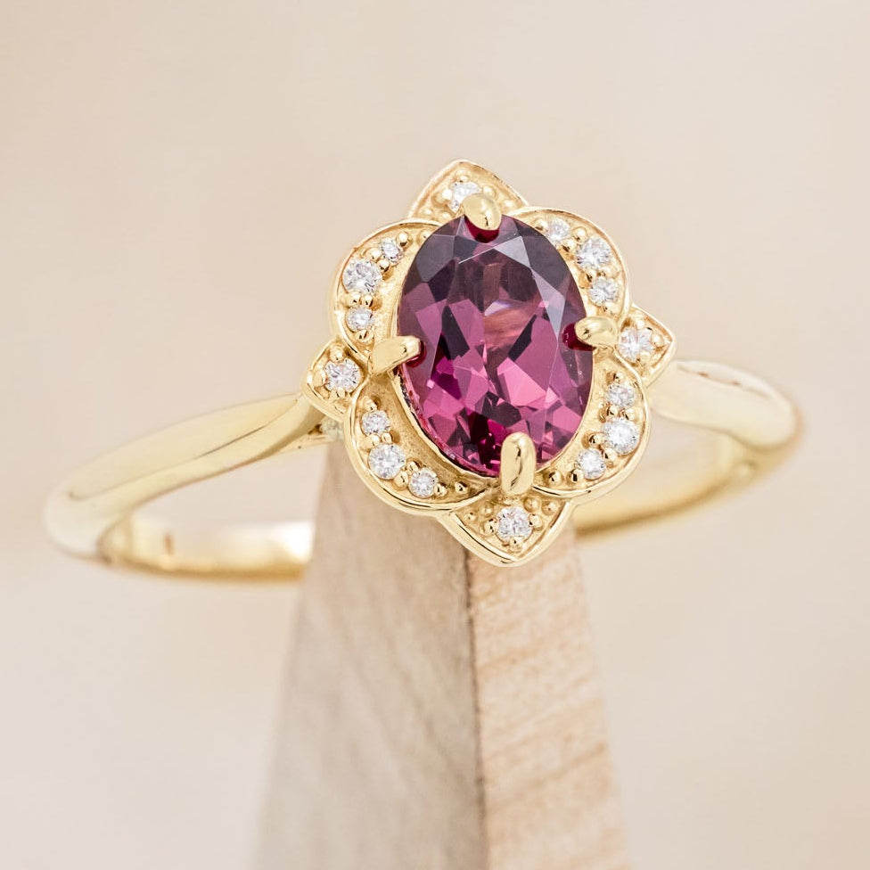 "JANE" - OVAL CUT ENGAGEMENT RING WITH DIAMOND ACCENTS-Staghead Designs