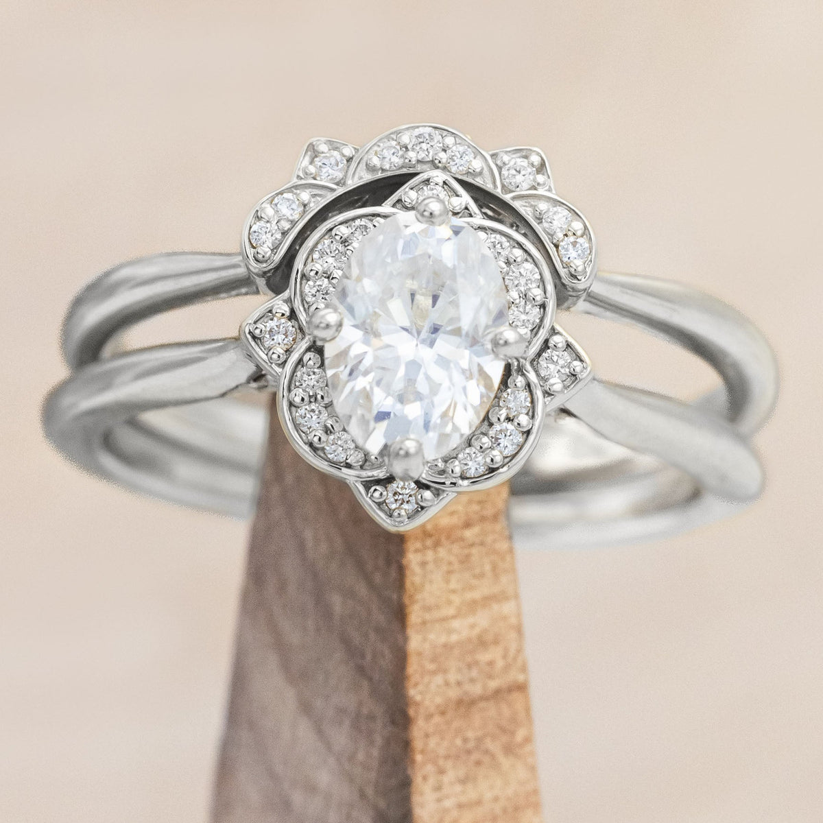 "JANE" - OVAL CUT ENGAGEMENT RING WITH DIAMOND ACCENTS-Staghead Designs