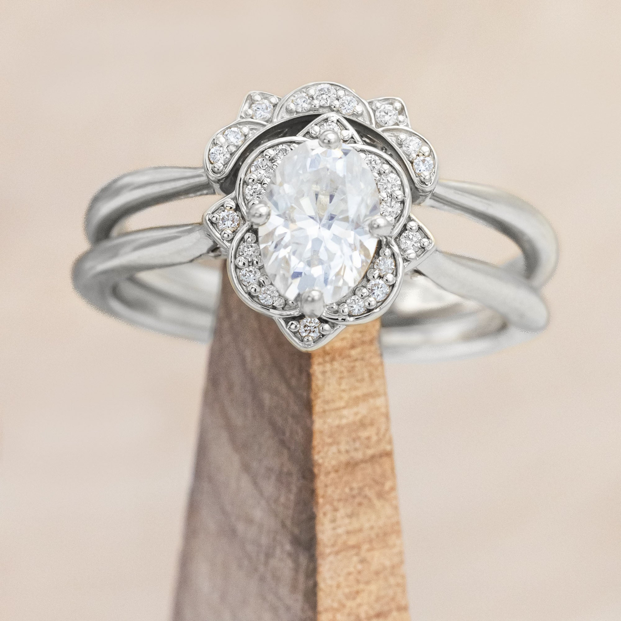 "JANE" - OVAL CUT ENGAGEMENT RING WITH DIAMOND ACCENTS-Staghead Designs