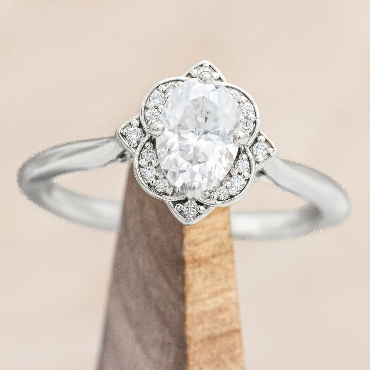 "JANE" - OVAL CUT ENGAGEMENT RING WITH DIAMOND ACCENTS-Staghead Designs