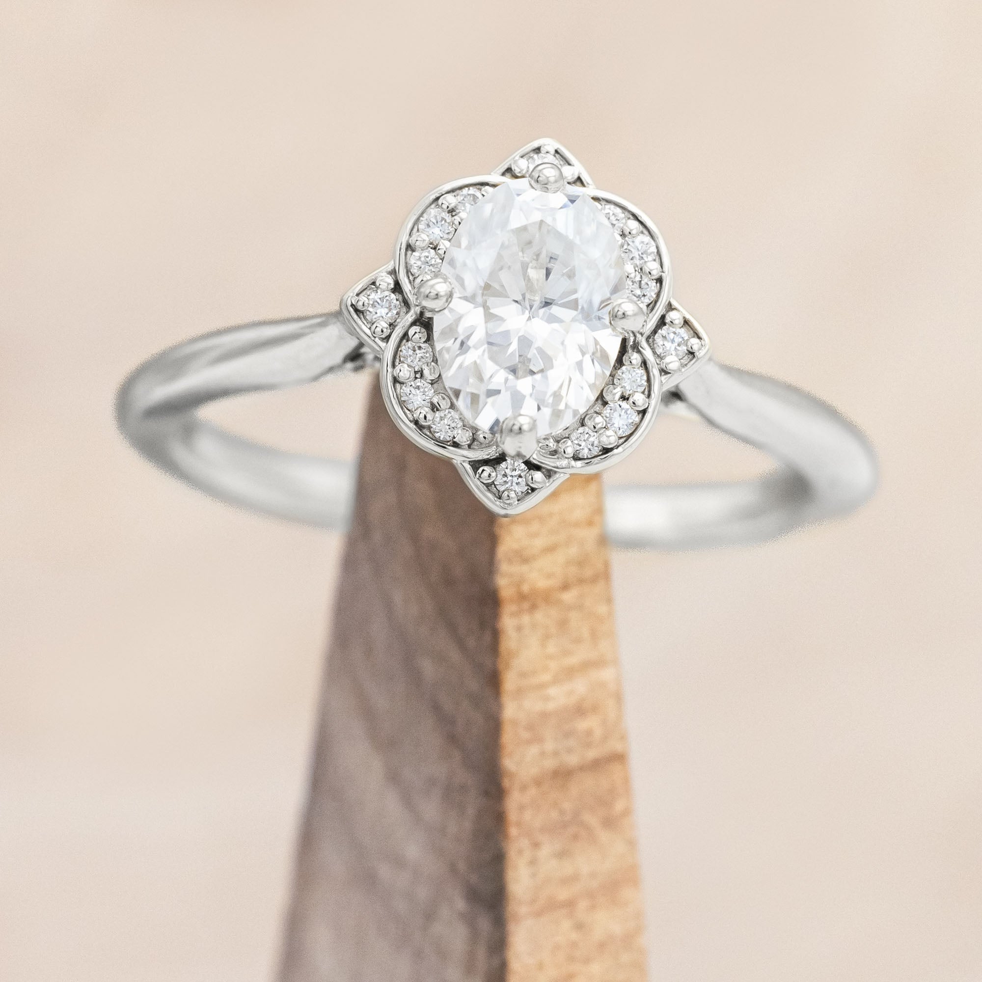 "JANE" - OVAL CUT ENGAGEMENT RING WITH DIAMOND ACCENTS-Staghead Designs