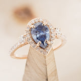 "KB" - PEAR-SHAPED ICY BLUE MOISSANITE ENGAGEMENT RING WITH DIAMOND HALO & ACCENTS-1