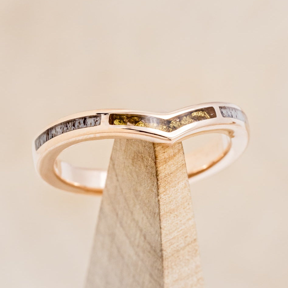 "KIDA" - ANTLER & GOLD NUGGET INLAY WEDDING BAND-1
