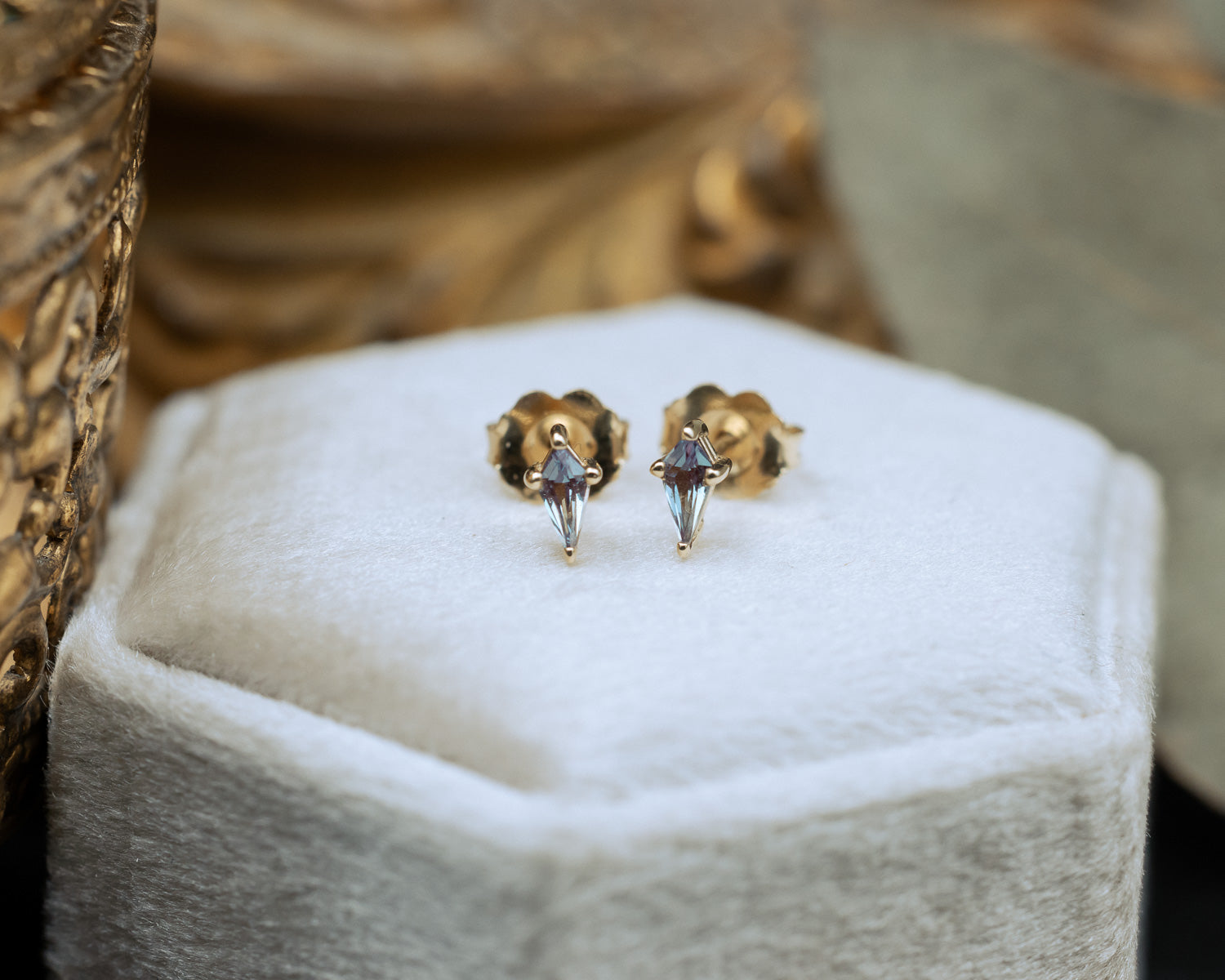 Kite Cut Lab-Grown Alexandrite Stud Earrings | Staghead Designs